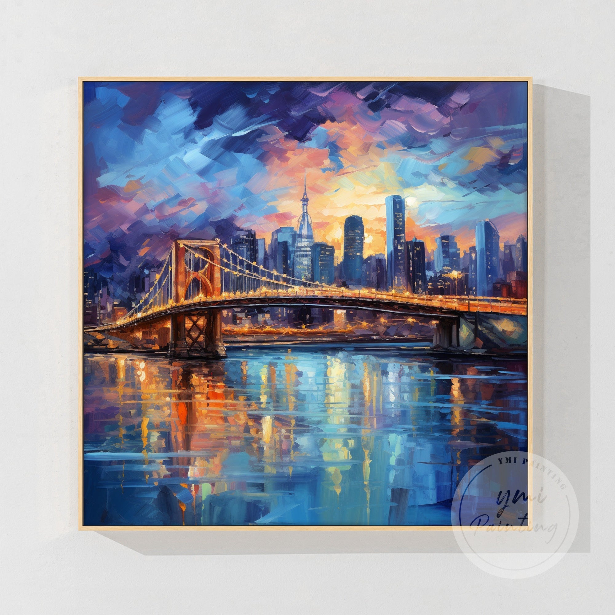 Large Toronto city wall art in navy blue and gold tones, bringing elegance and modernity to your home or office.