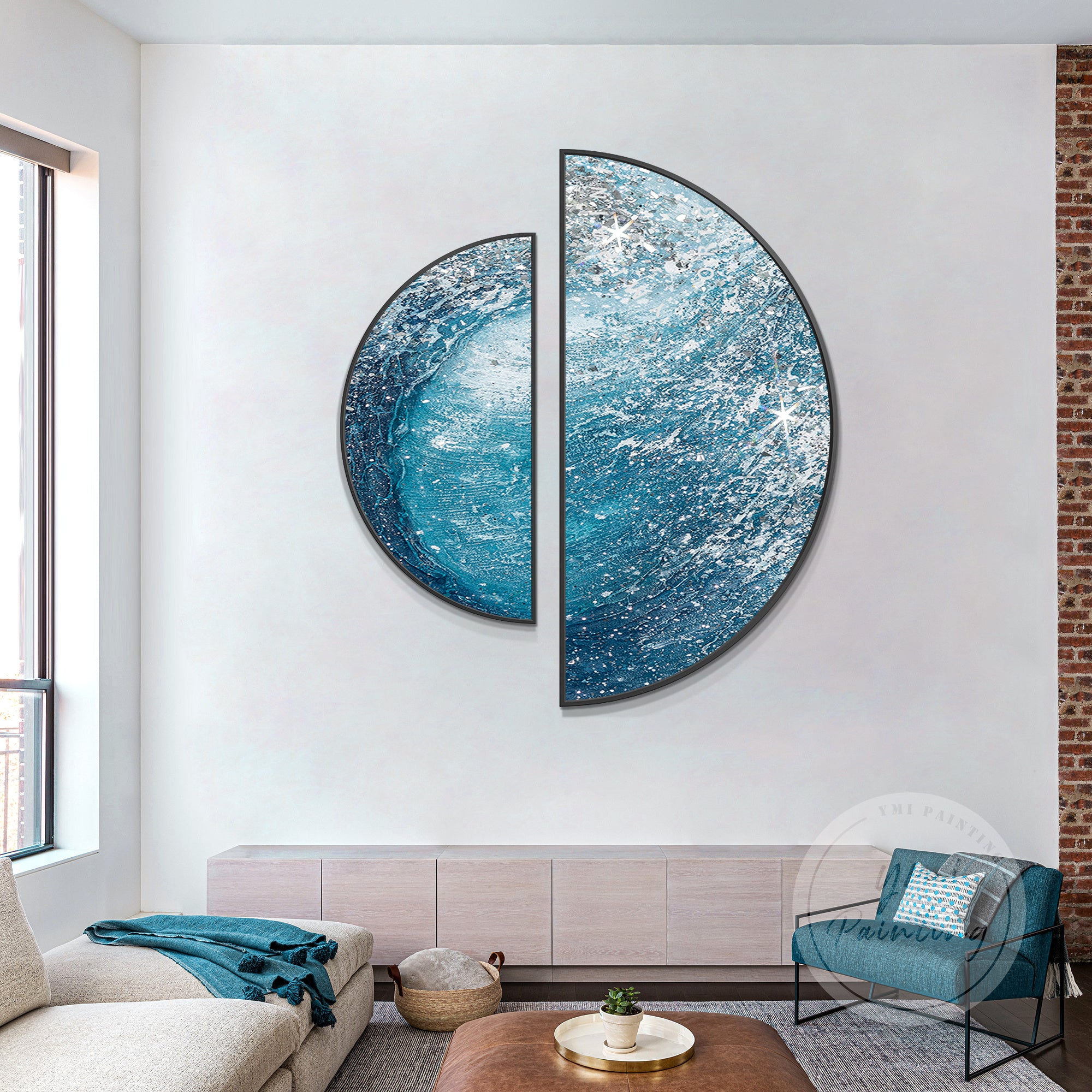 Teal and Navy Blue Wall Art