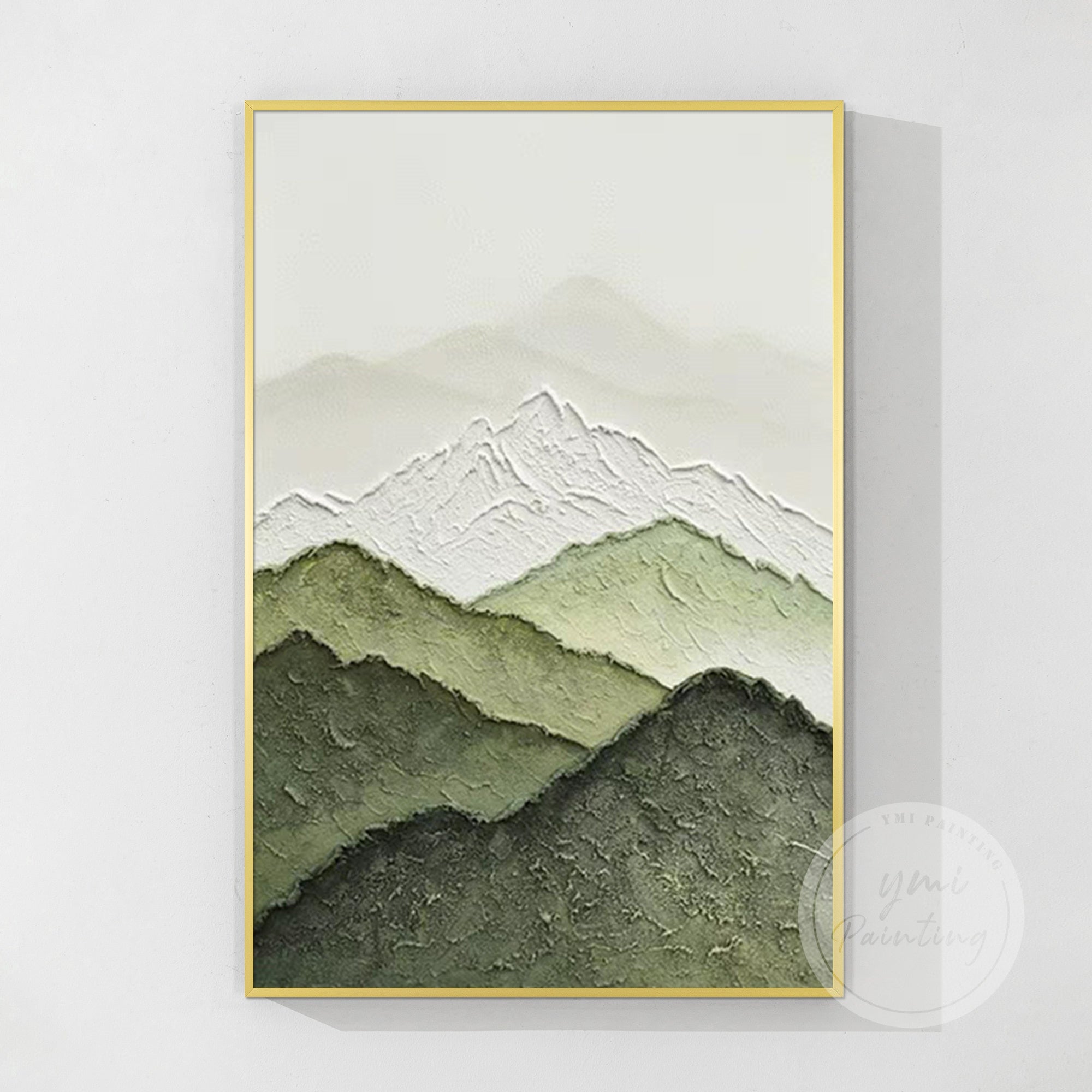 Abstract Green Mountains - Textured Minimalist Painting