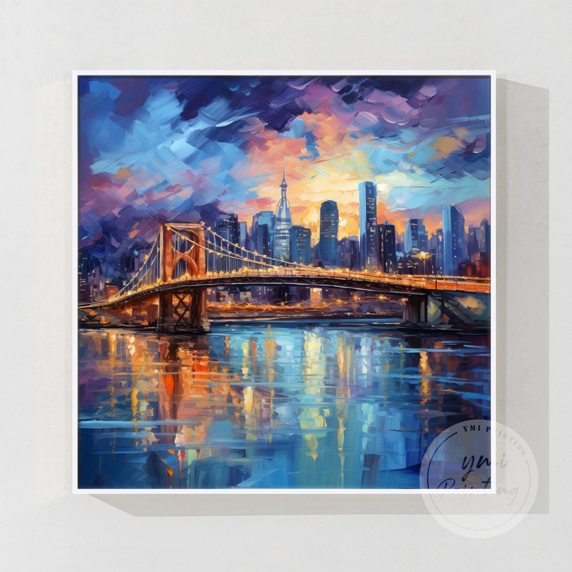 Large Toronto wall art with a rich color palette of navy, gold, and black, perfect for modern interiors.