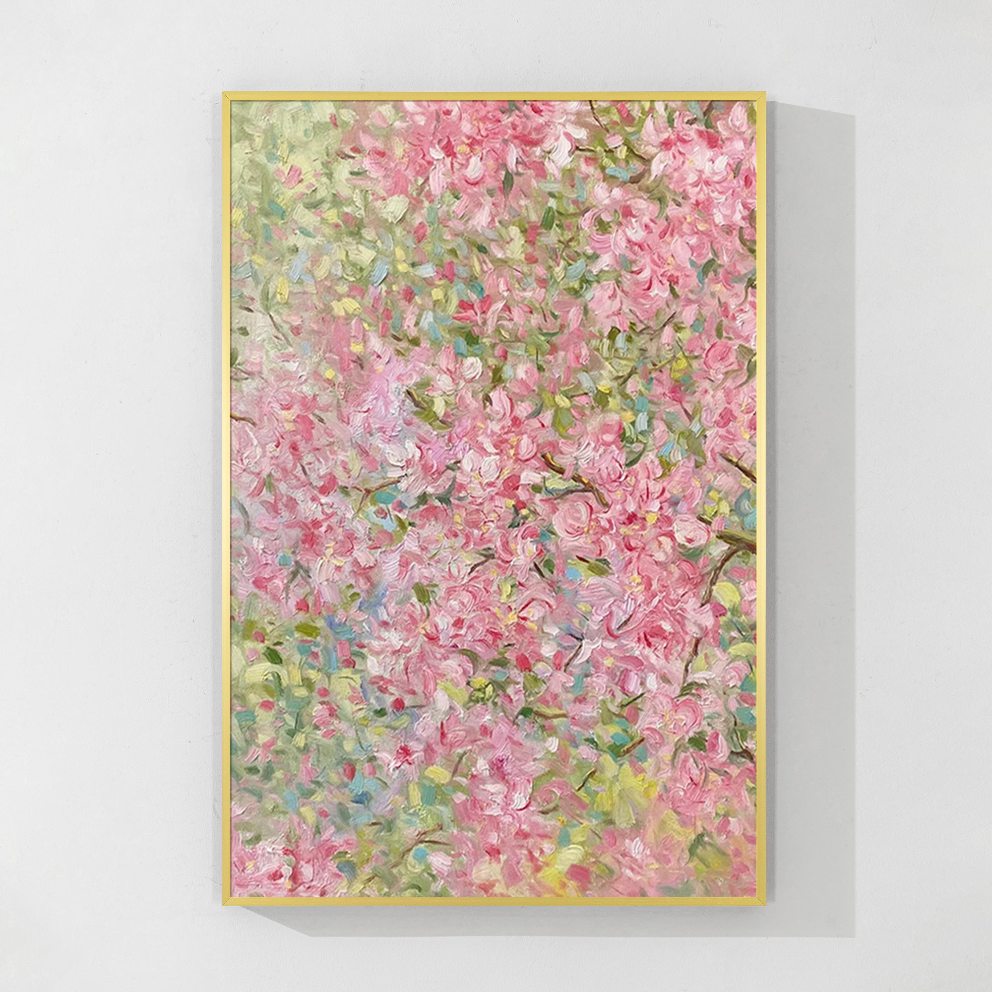 
Impressionist flower painting with soft brushwork and a romantic pastel palette.
