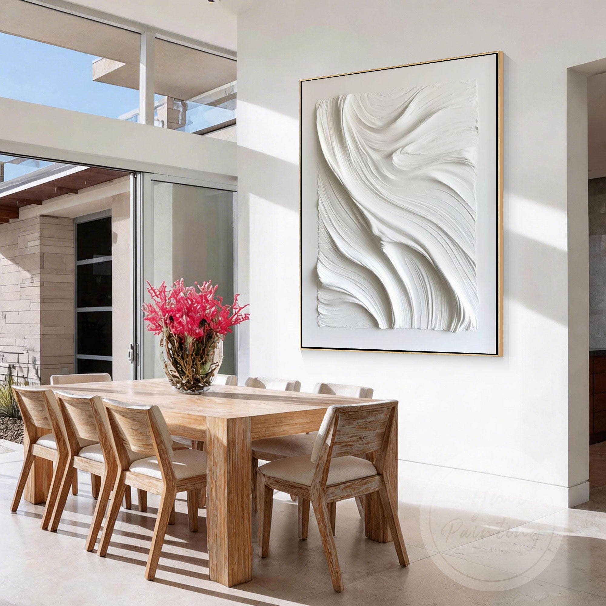 Minimalist wabi sabi sculptural wall art close-up detail