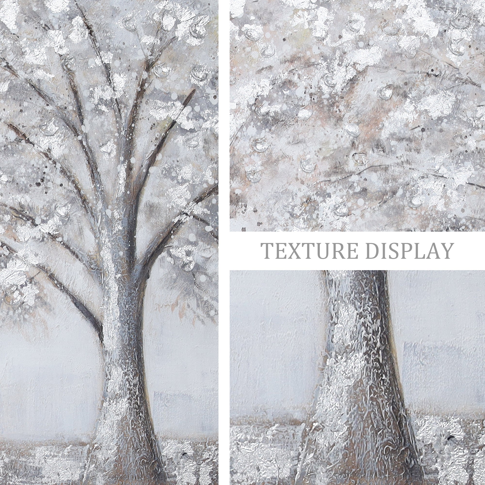 Blossom tree wall art sliver and gray - YM024