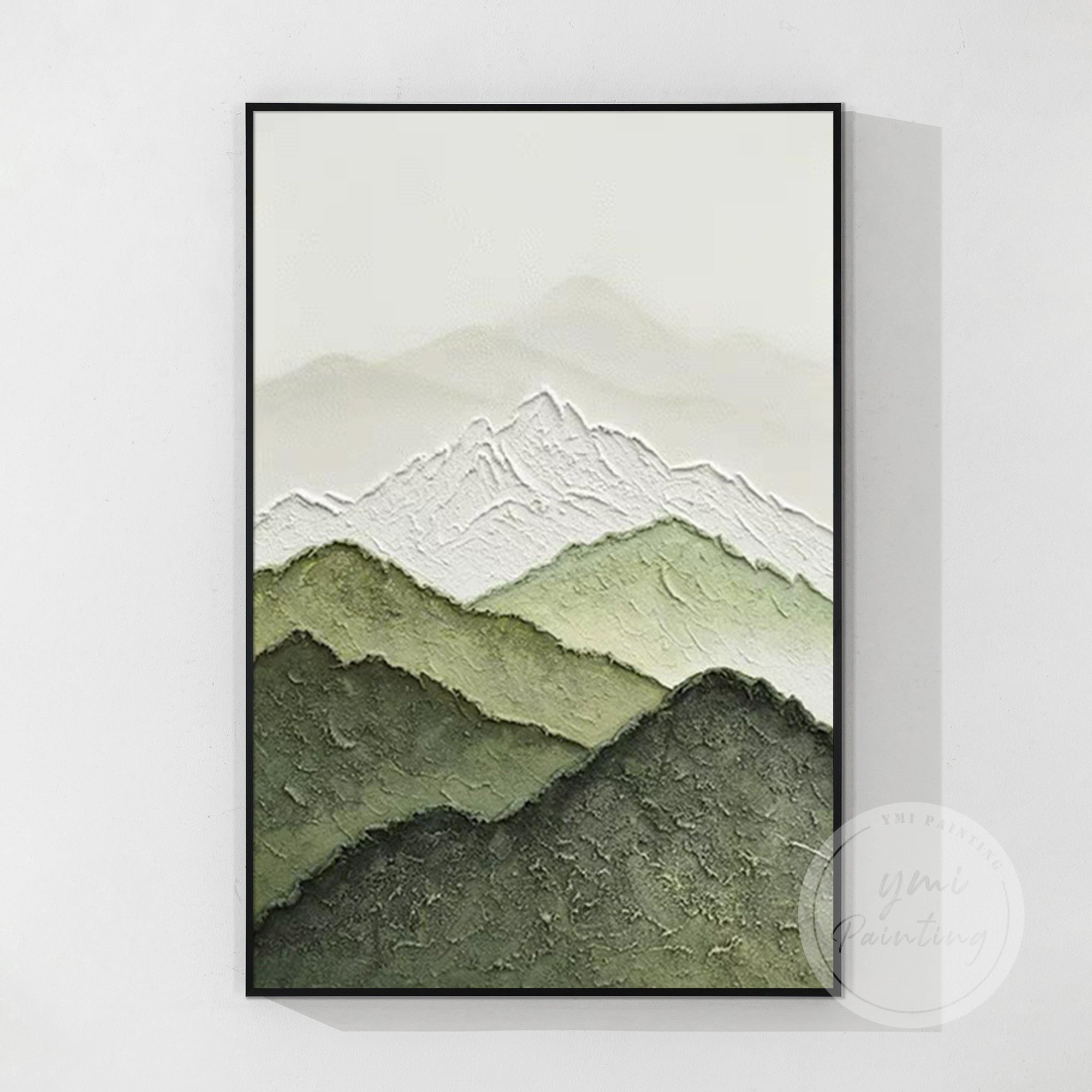 Abstract Green Mountains - Textured Minimalist Painting