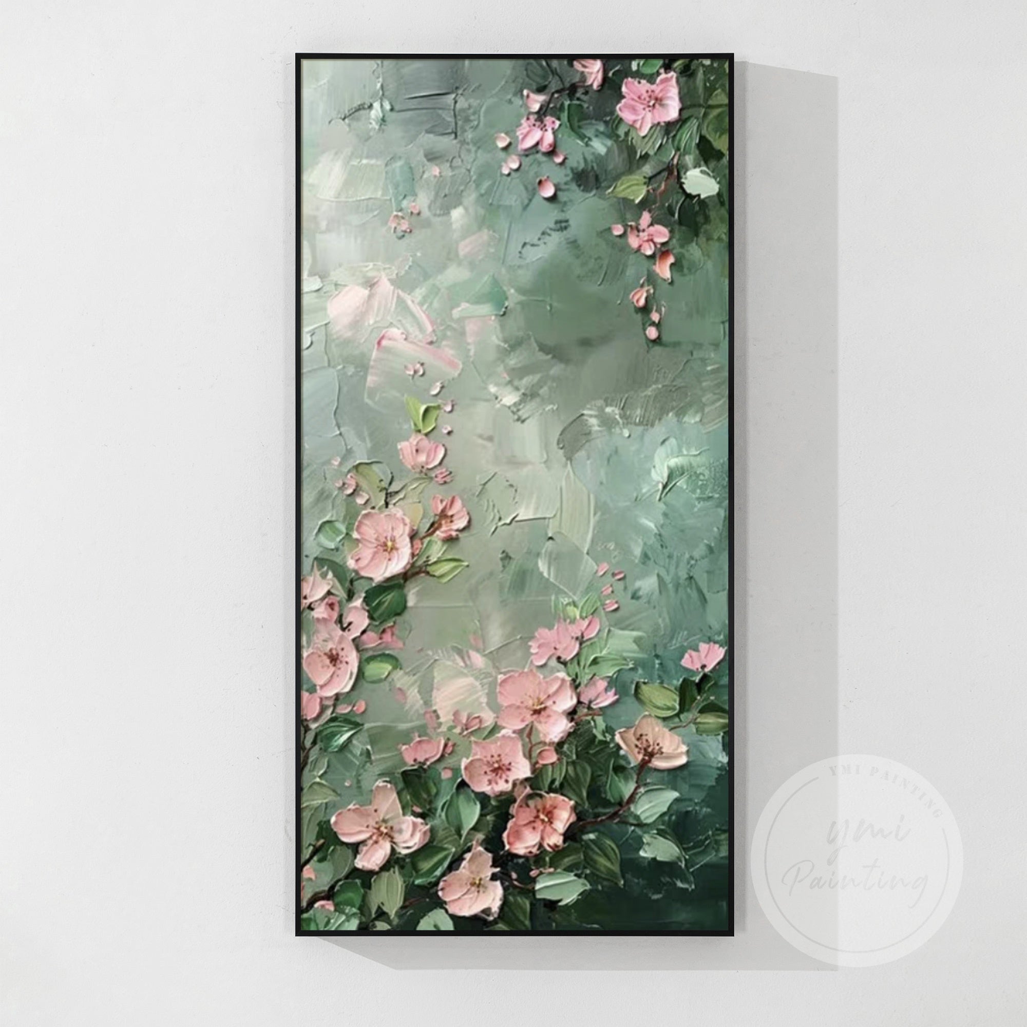 Large Pink Floral Oil Painting