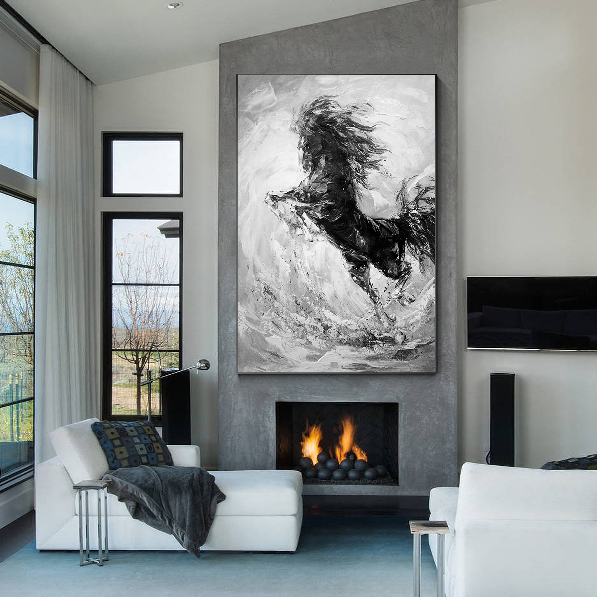 Abstract Black horse art