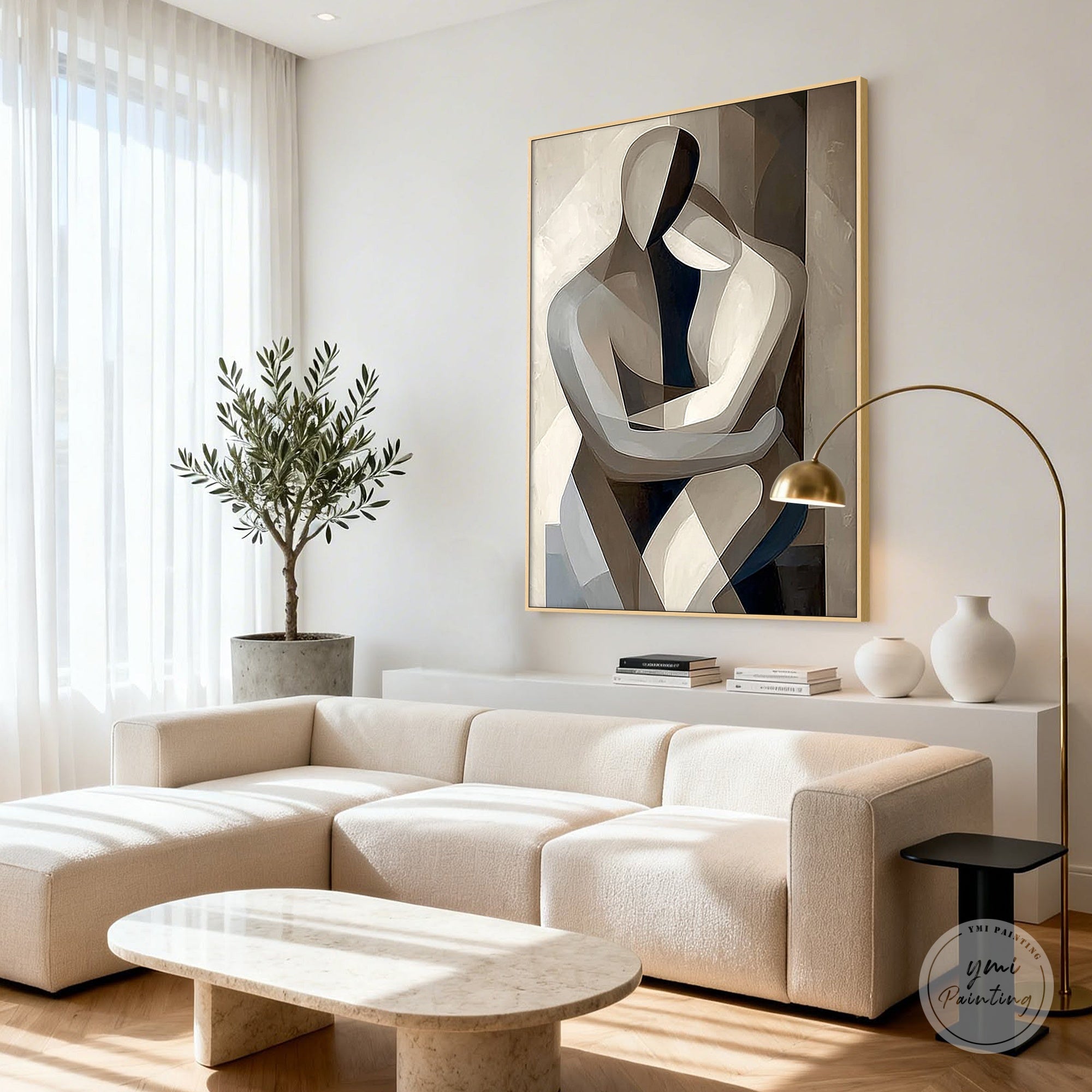 persona abstracta minimalista en lienzo estilo contemporáneo