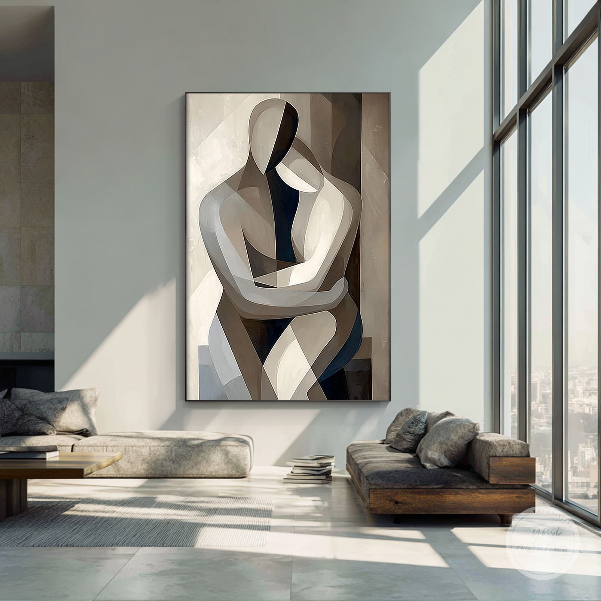 arte corporal abstracto moderno decoración de pared en colores neutros