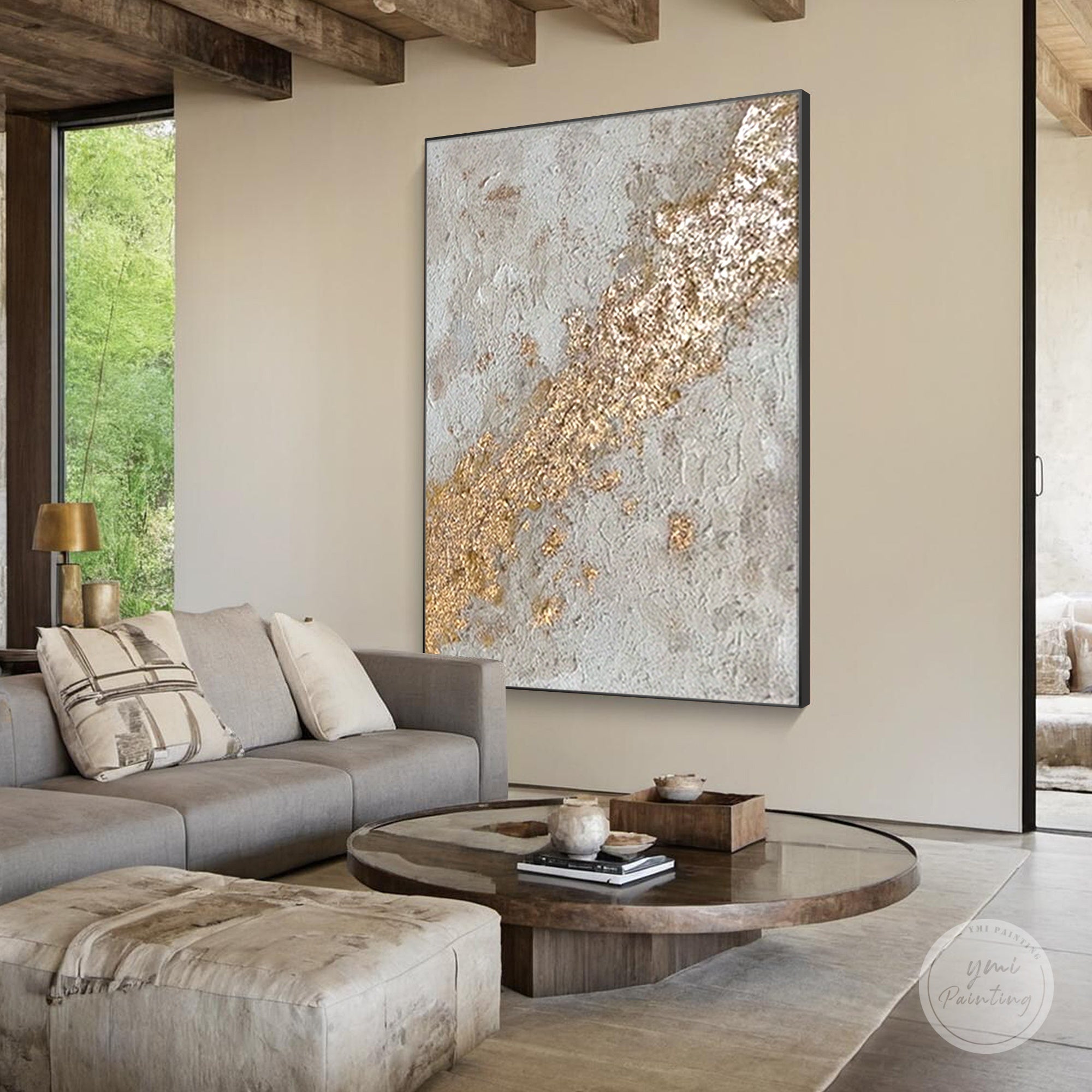 Contemporary abstract gold stroke painting design