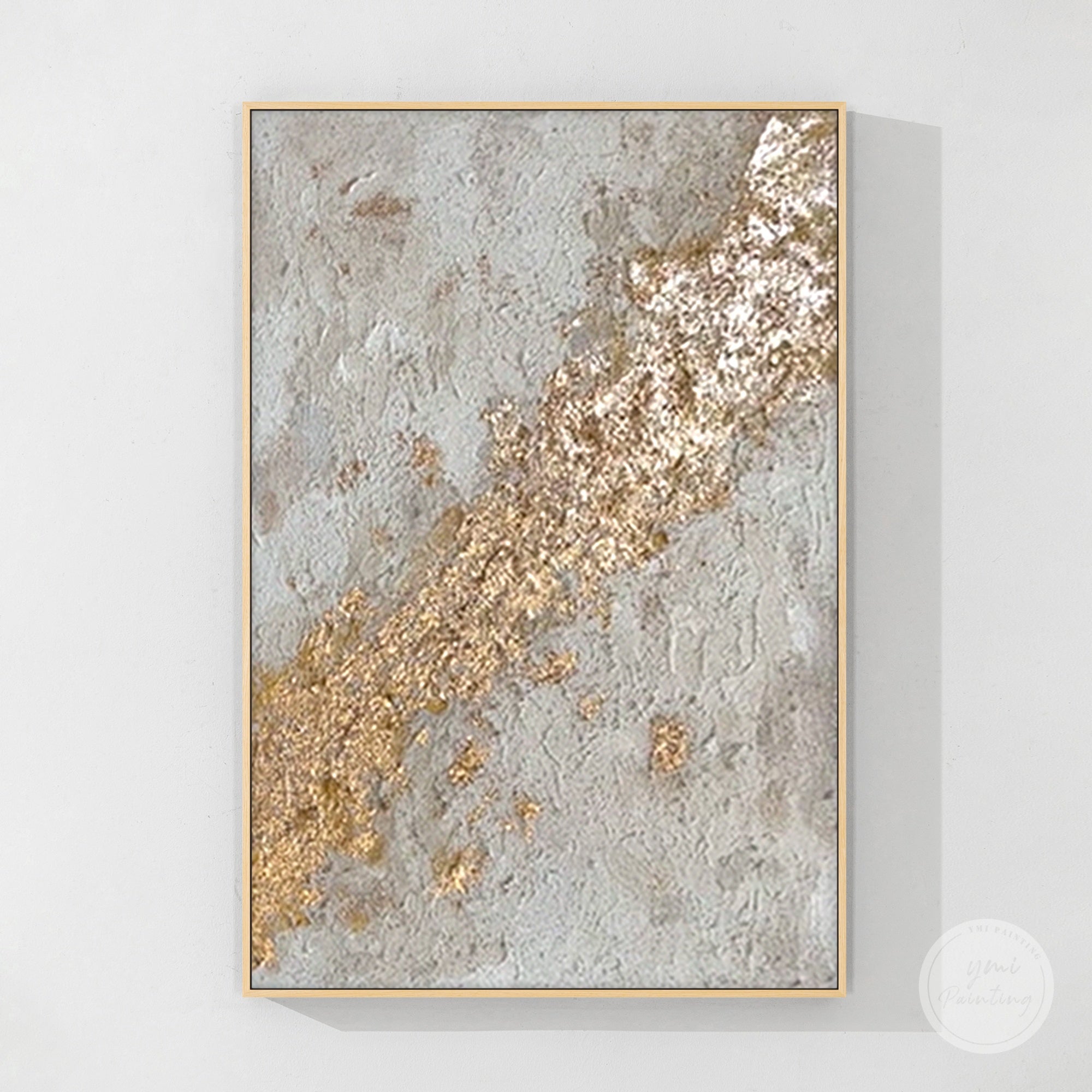 Abstract grey and gold textured wall art canvas
