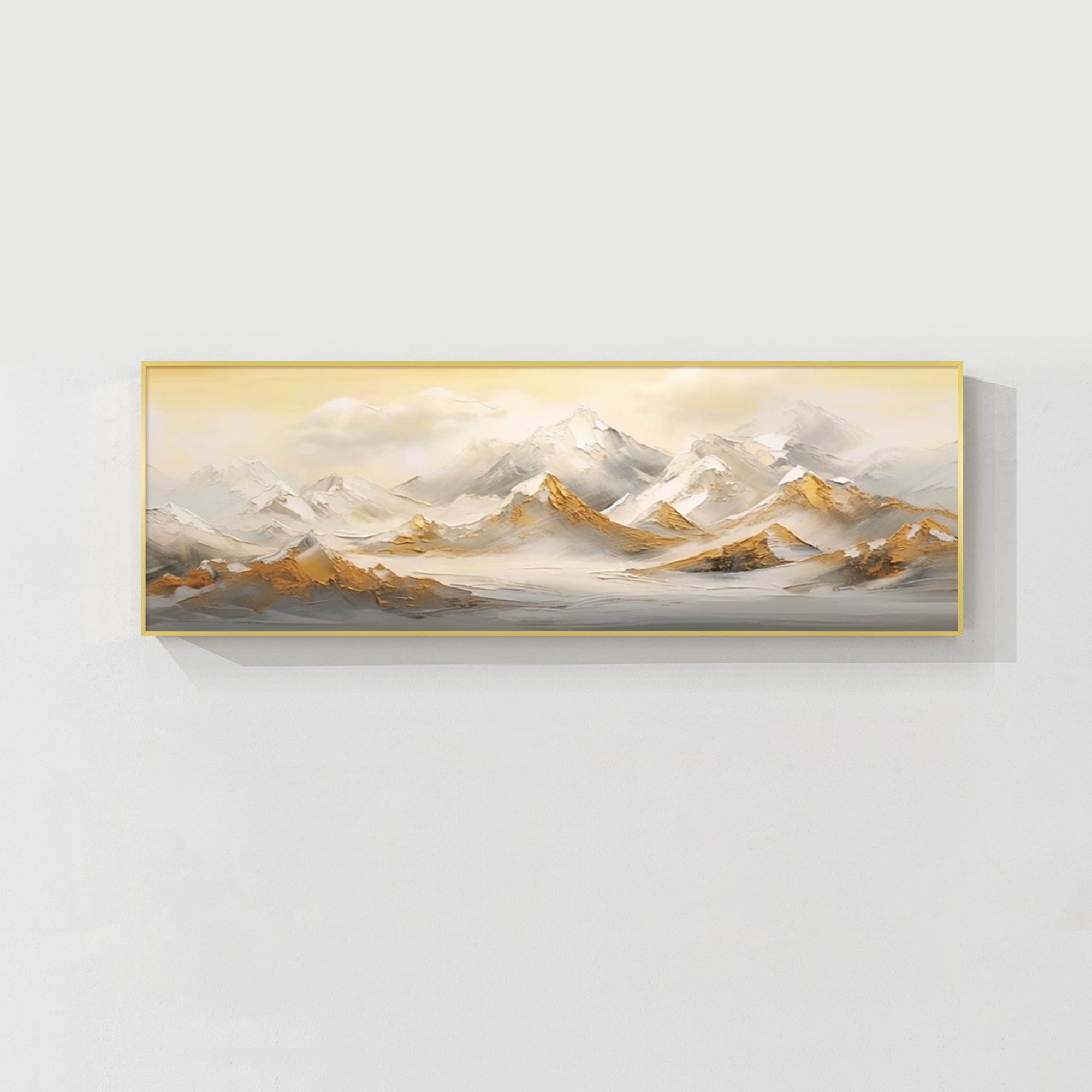 Abstract snow mountain wall art in neutral tones displayed in a modern living room, elegant gift for art lovers