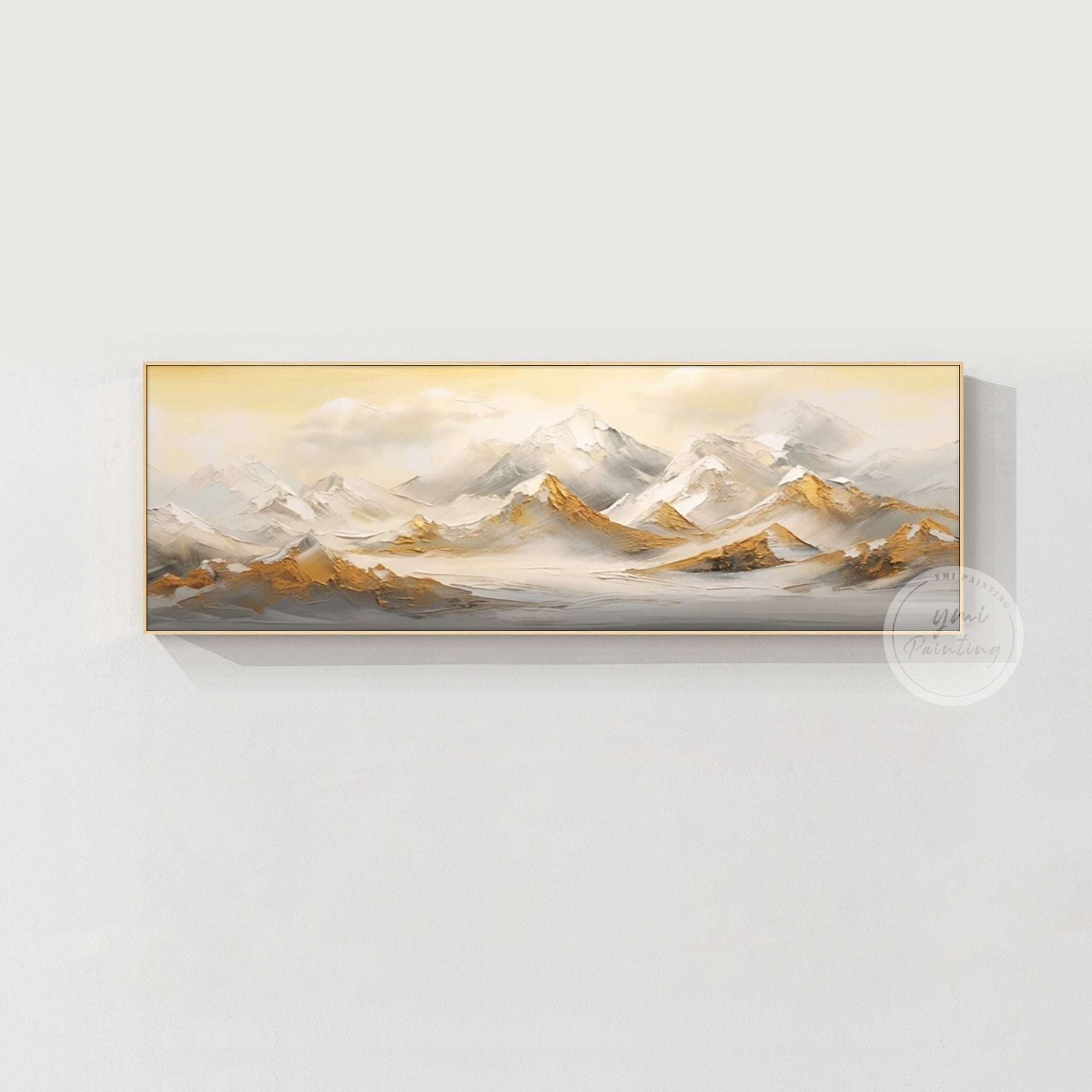 Modern mountain landscape wall art displayed in a calm living space, refined anniversary gift