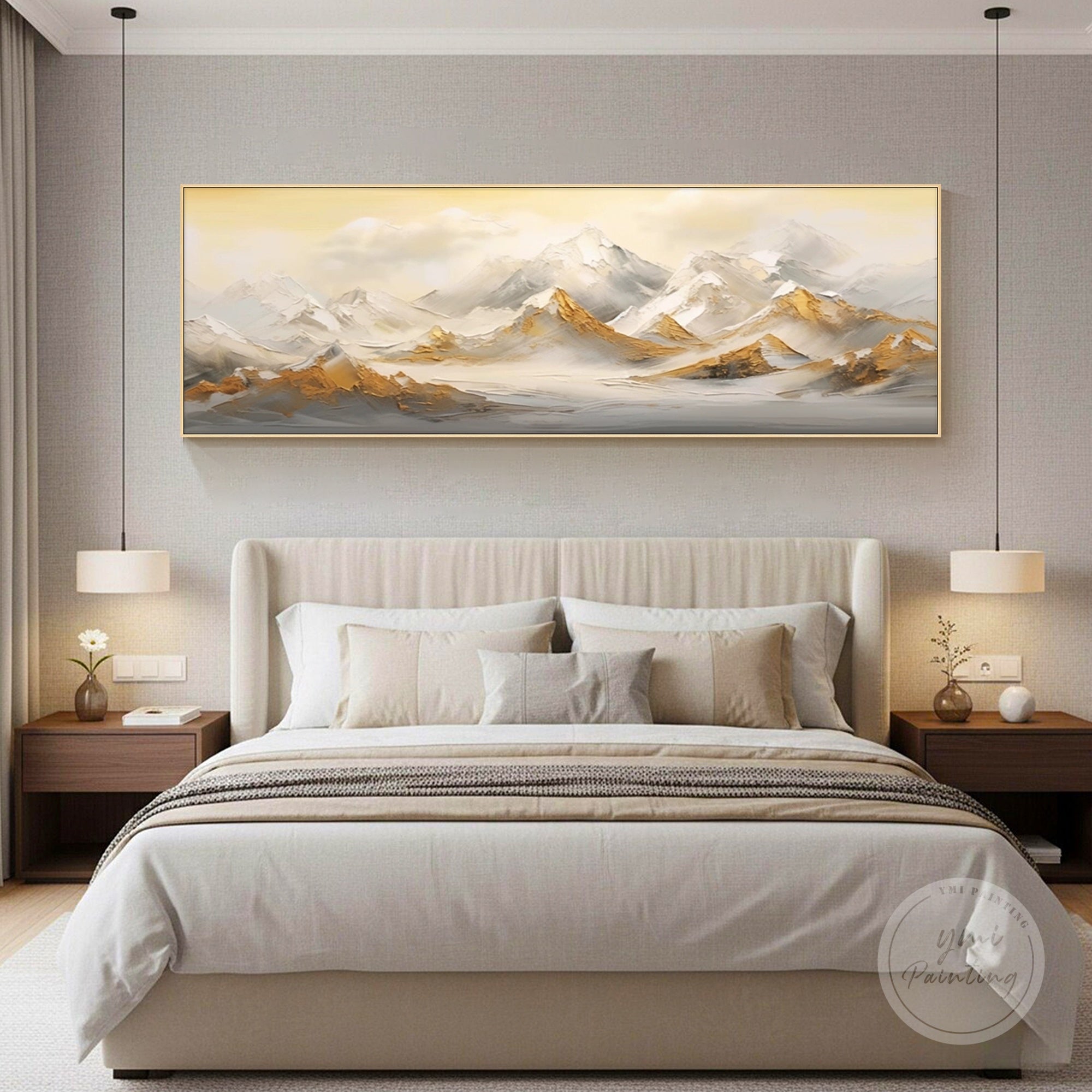 Modern mountain wall art displayed in a contemporary office, professional gift for executives