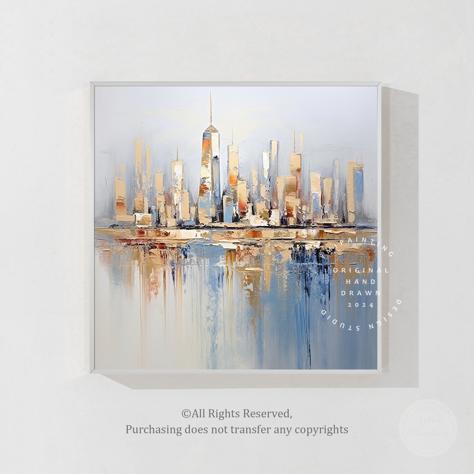 Original modern skyline artwork for interior design