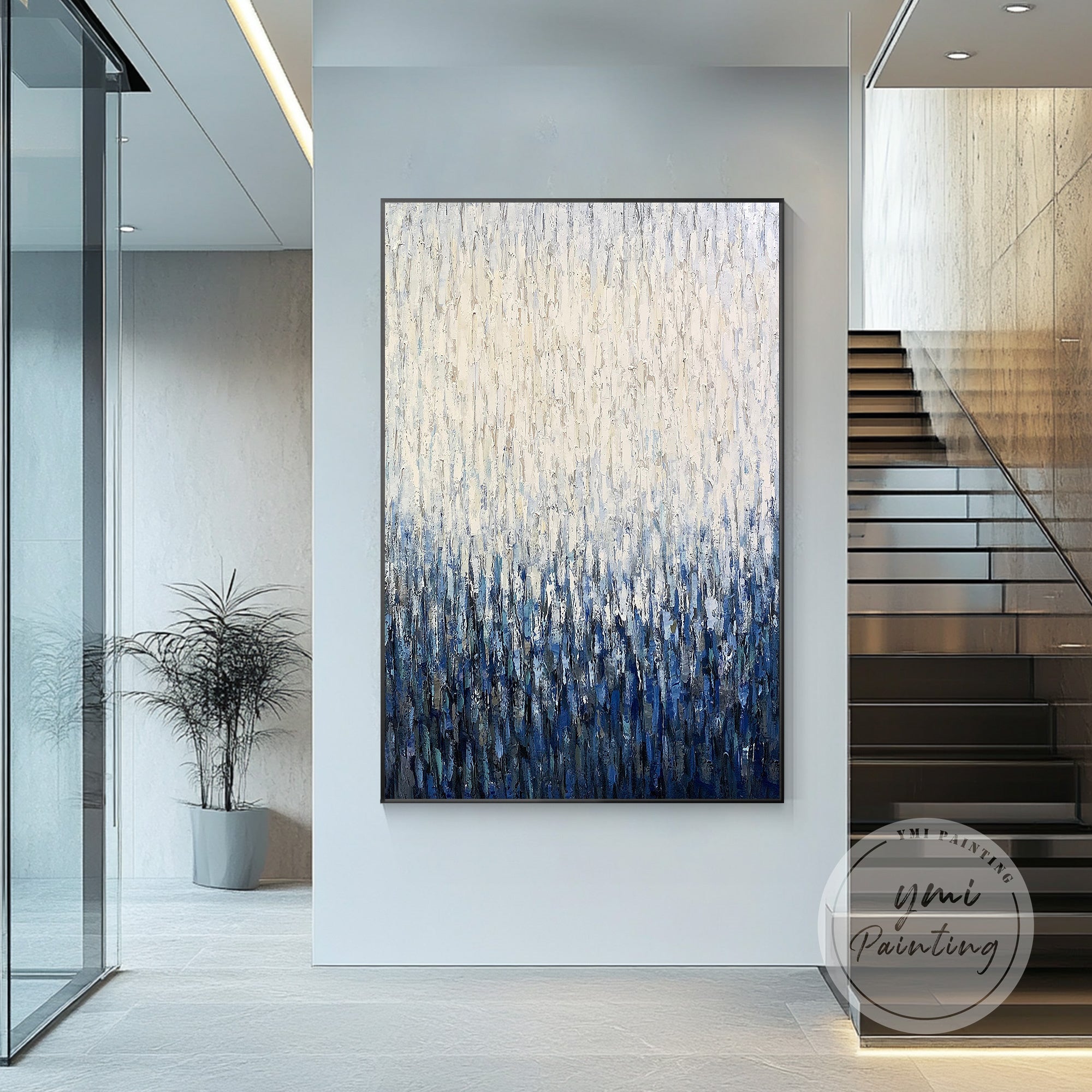 Contemporary blue white textured