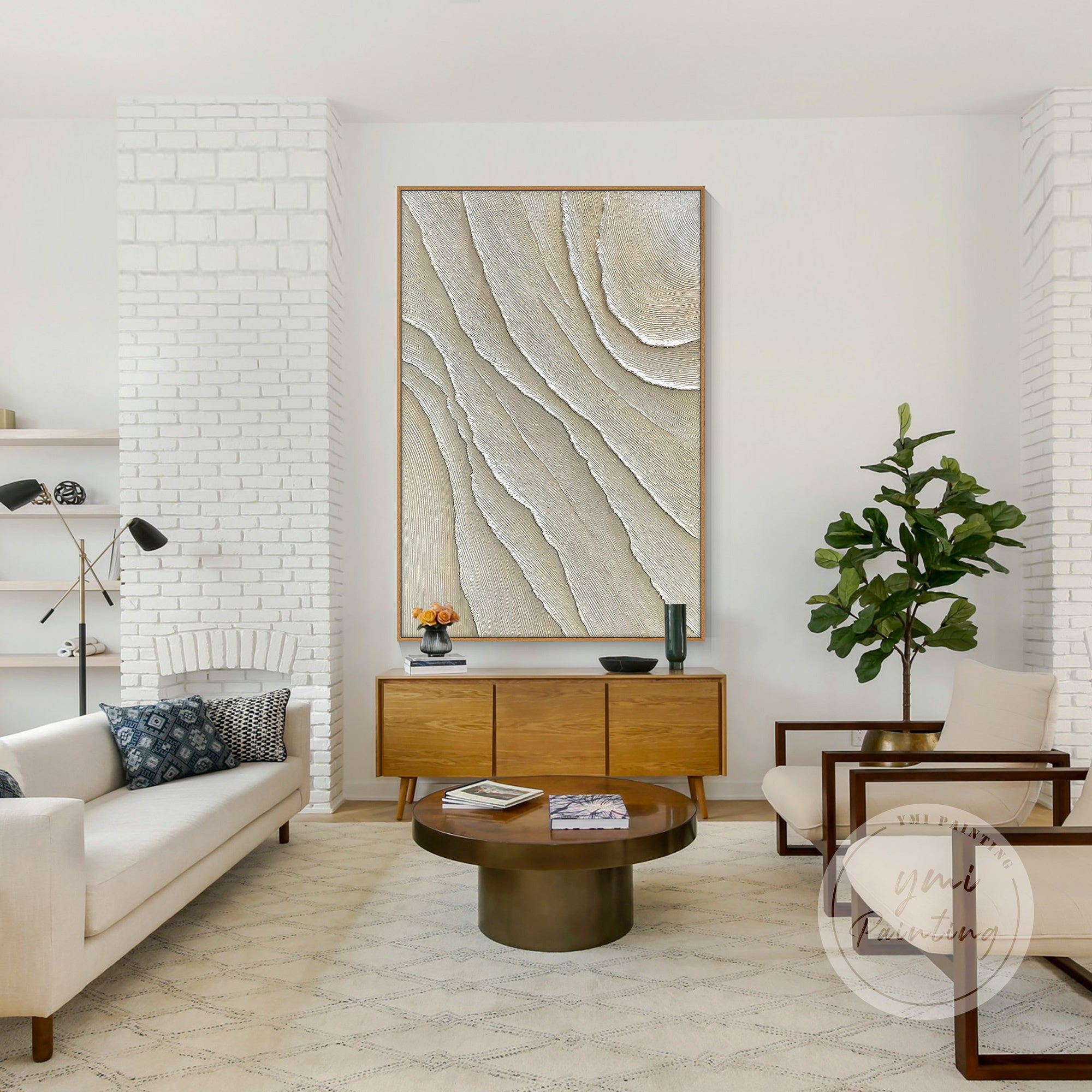 Large beige abstract wall art 