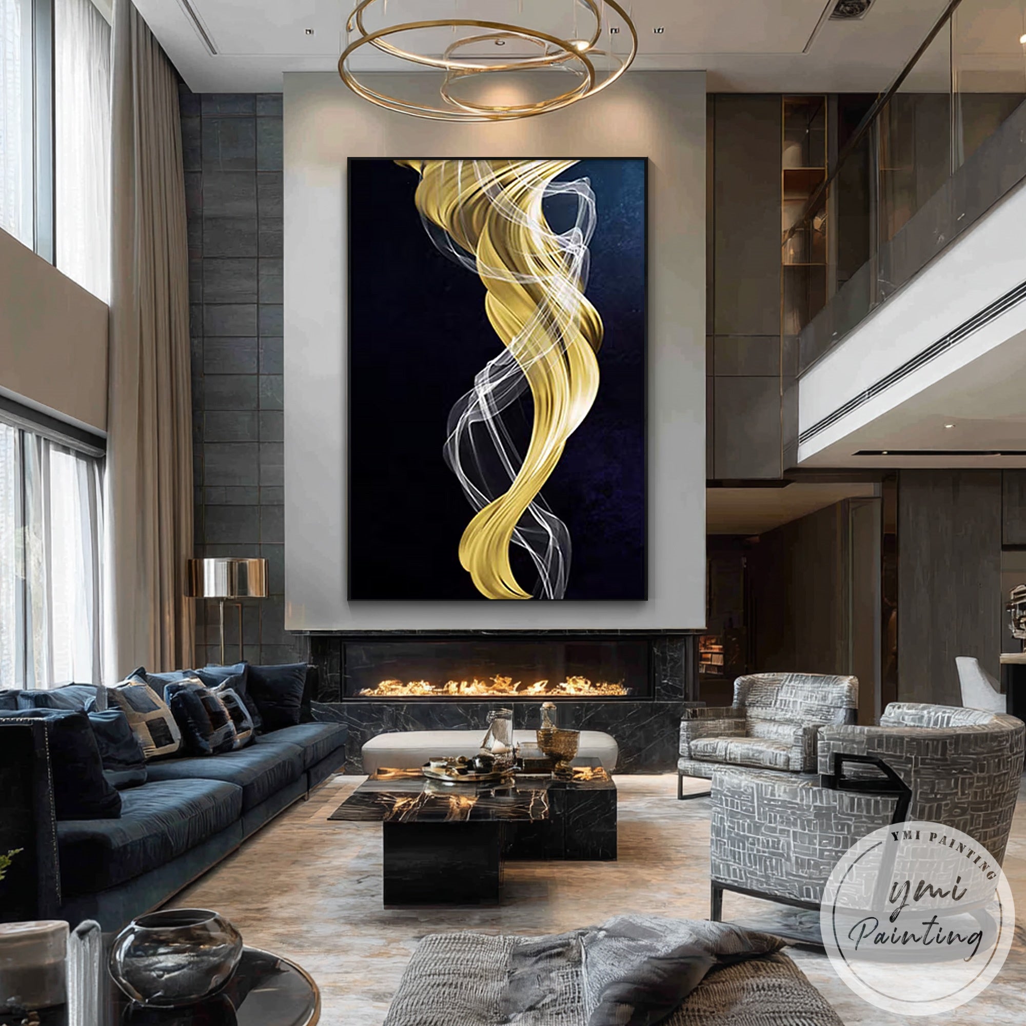 Extra large original canvas painting for stylish interior decoration