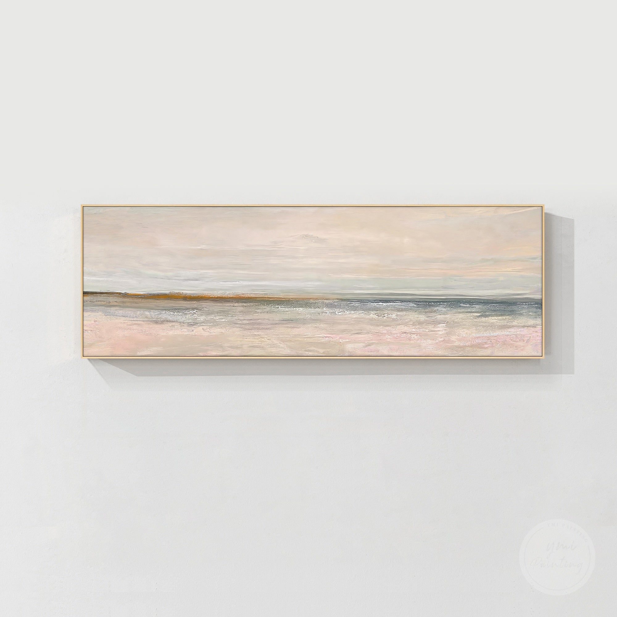 Neutral abstract horizon wall art with beige and blush tones