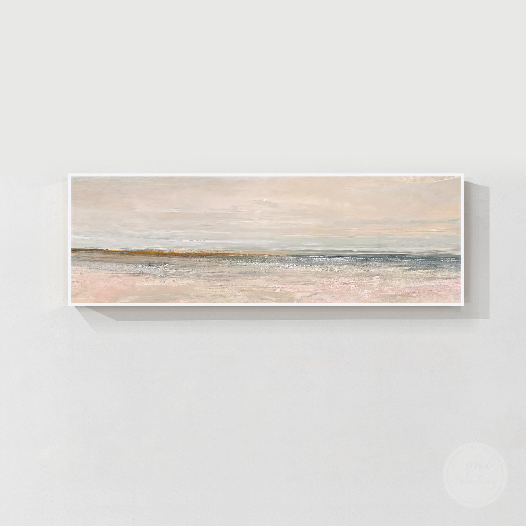 Soft neutral abstract canvas with distant horizon design