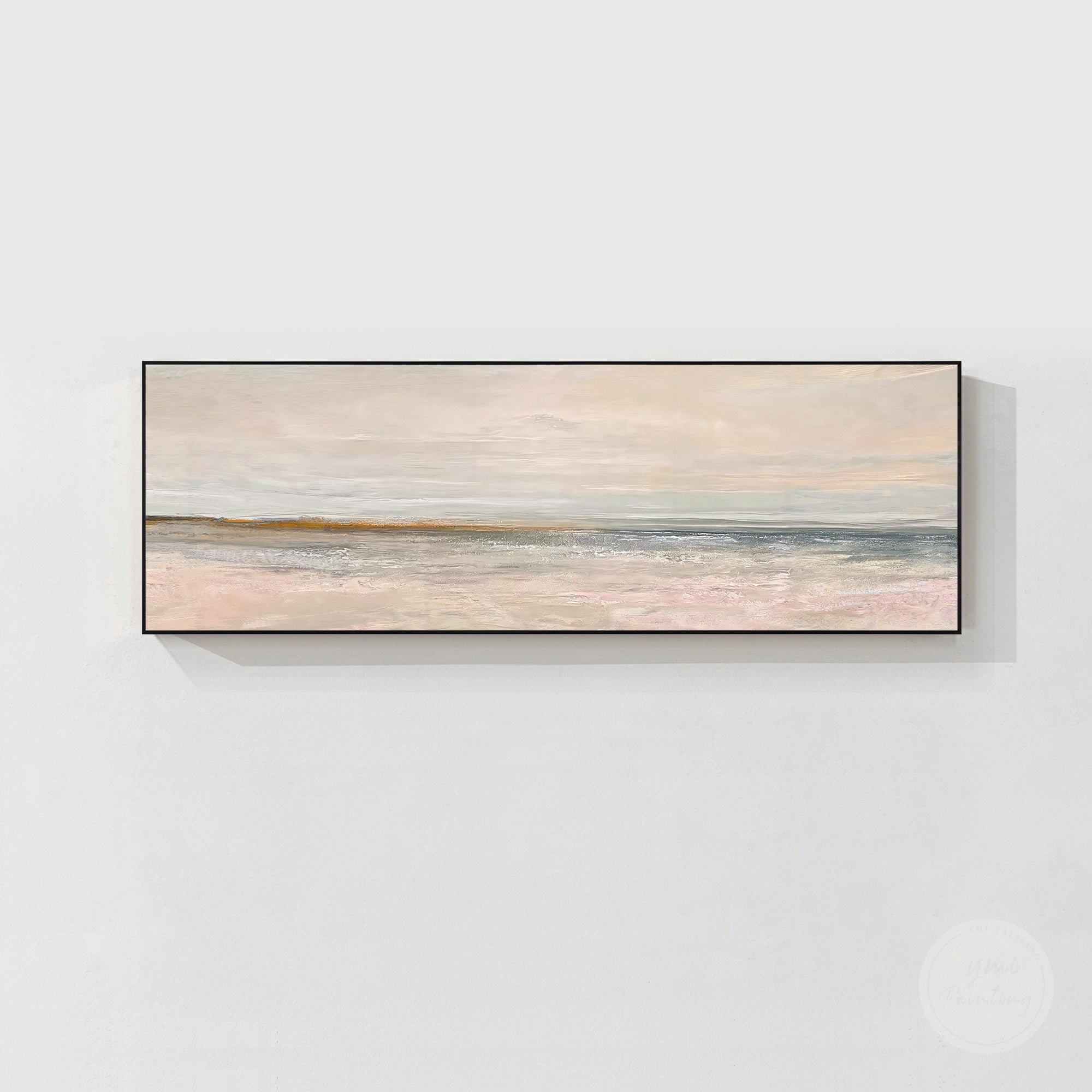 Neutral abstract horizon wall art with beige and blush tones