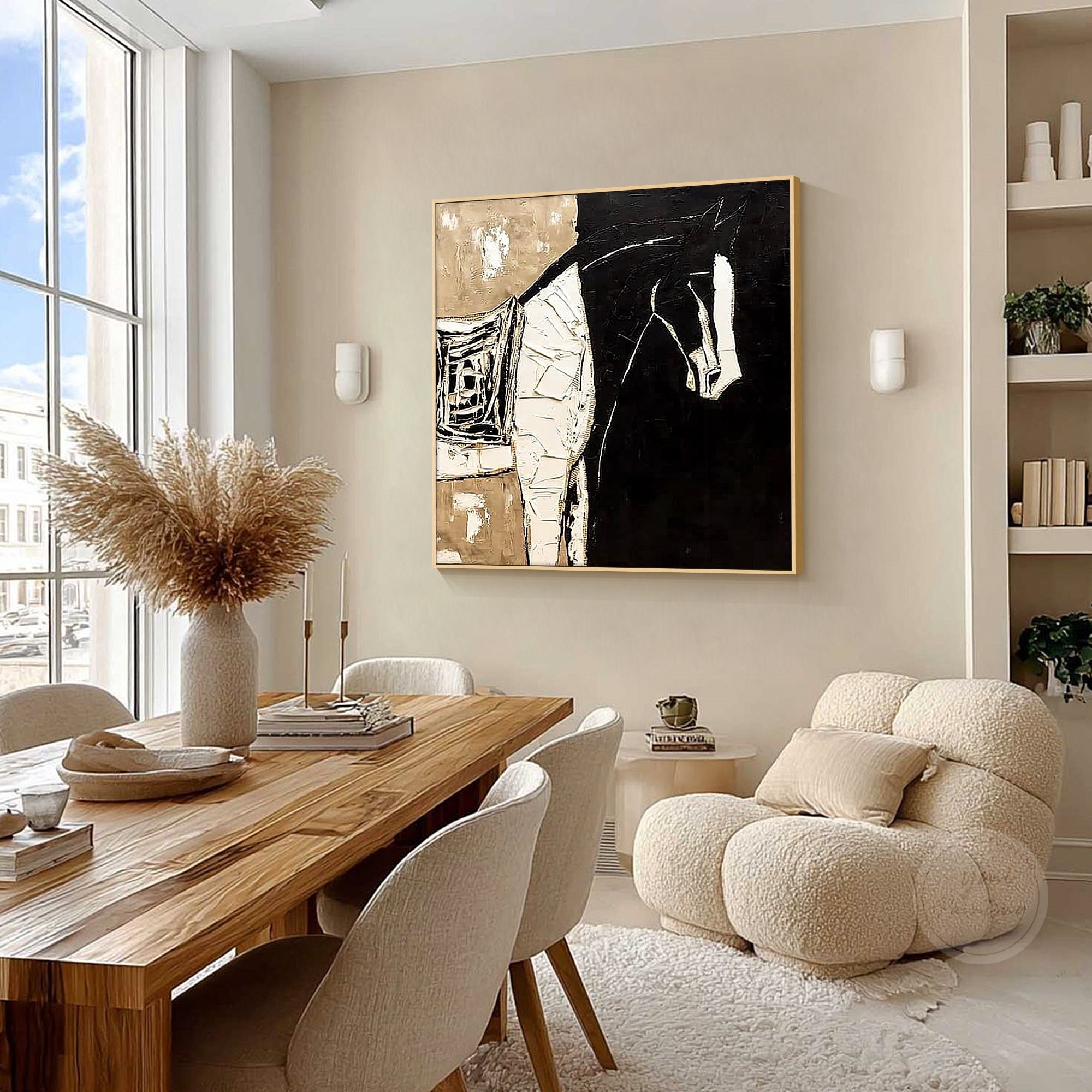 Contemporary horse portrait artwork on canvas