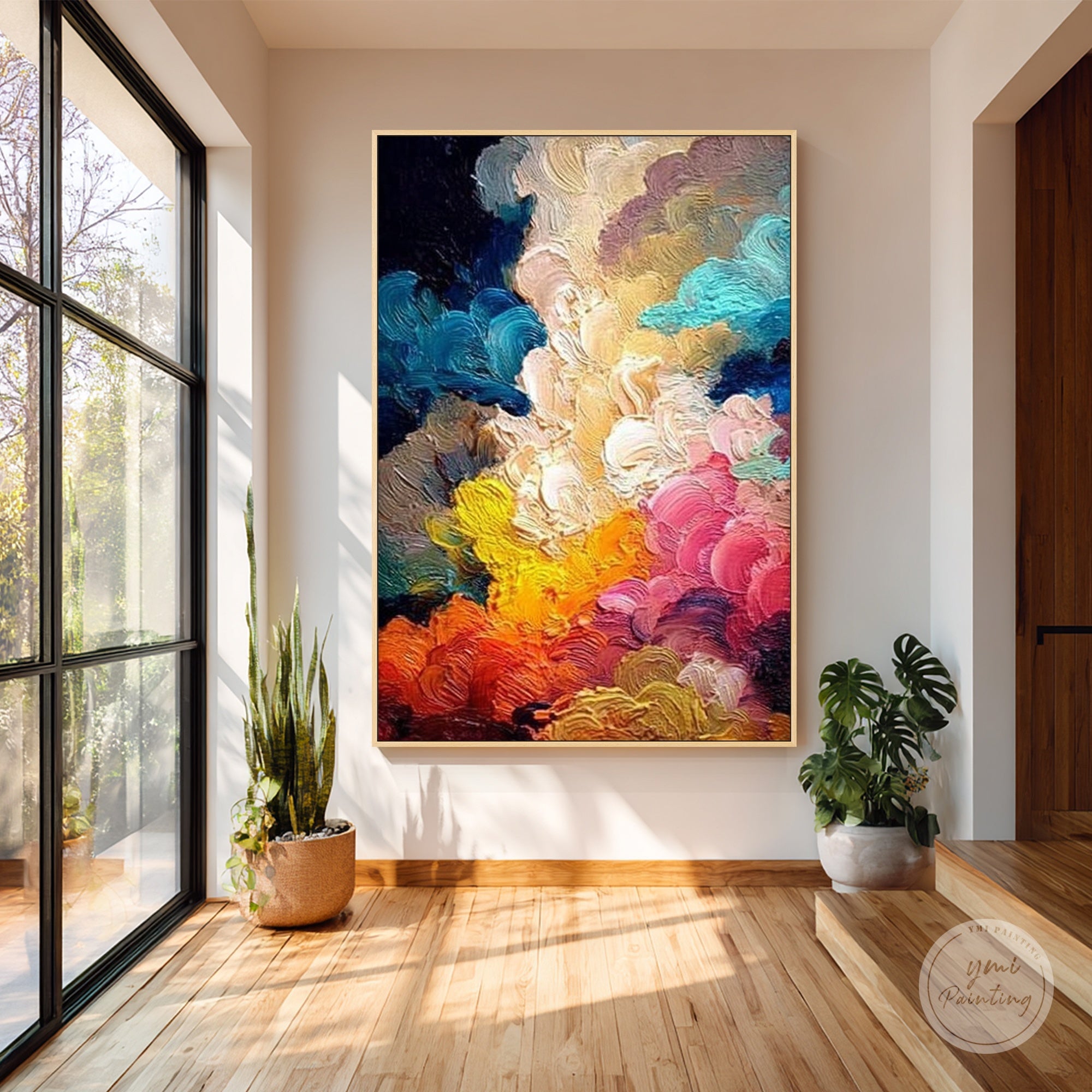 dynamic abstract painting bold color layers