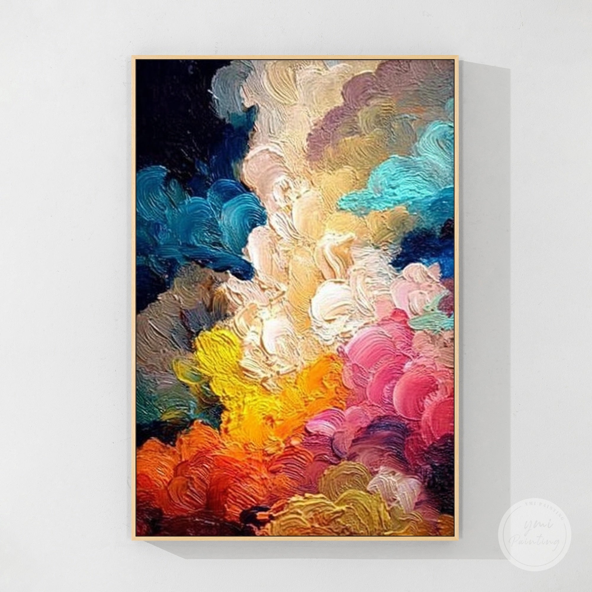 colorful abstract painting textured modern wall art