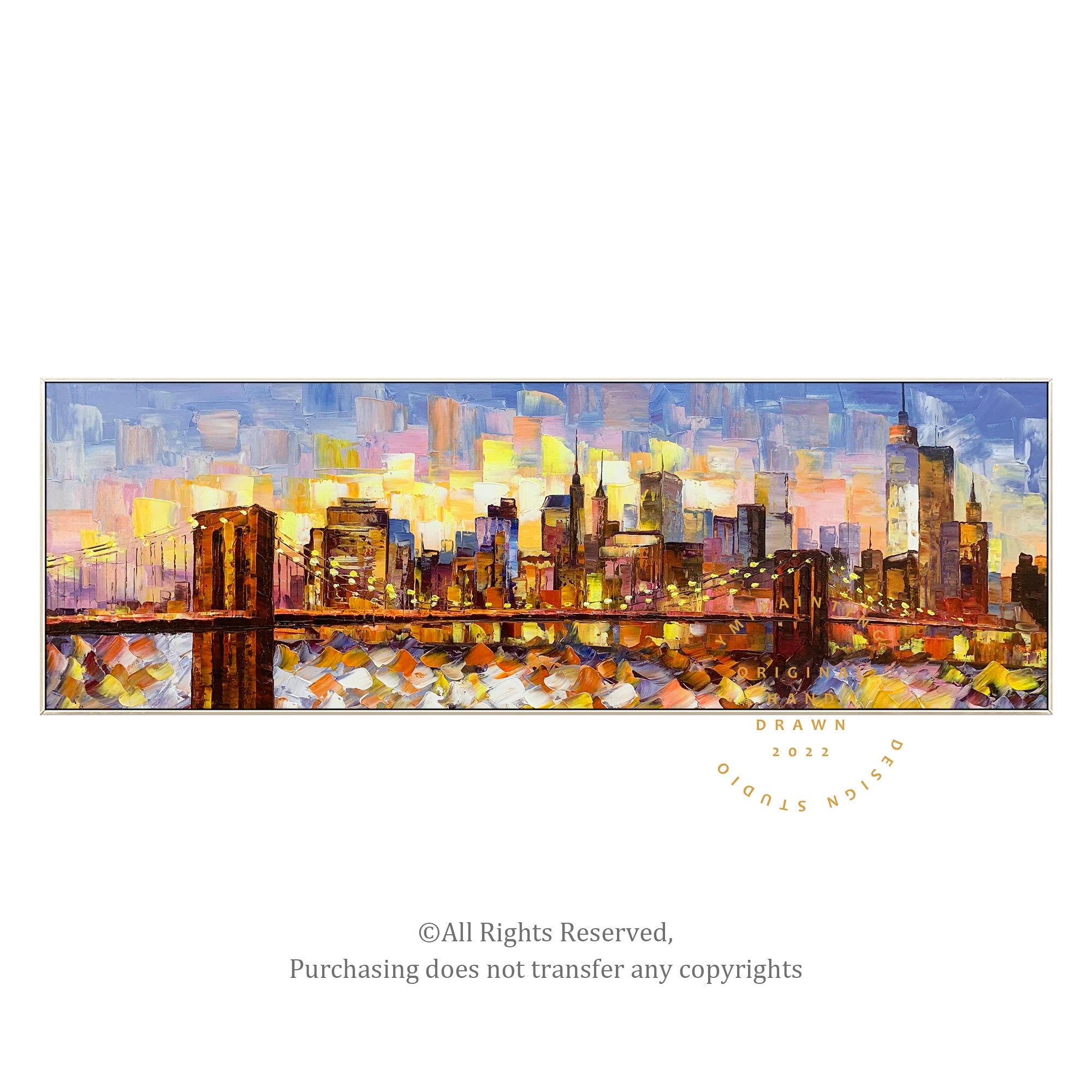 Brooklyn Bridge oil painting with rich textures, ideal for adding depth and sophistication to any interior.