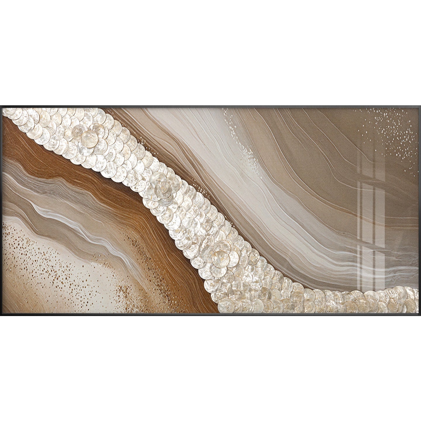 Premium capiz wall hanging art ideal for coastal, boho, or modern home styles.