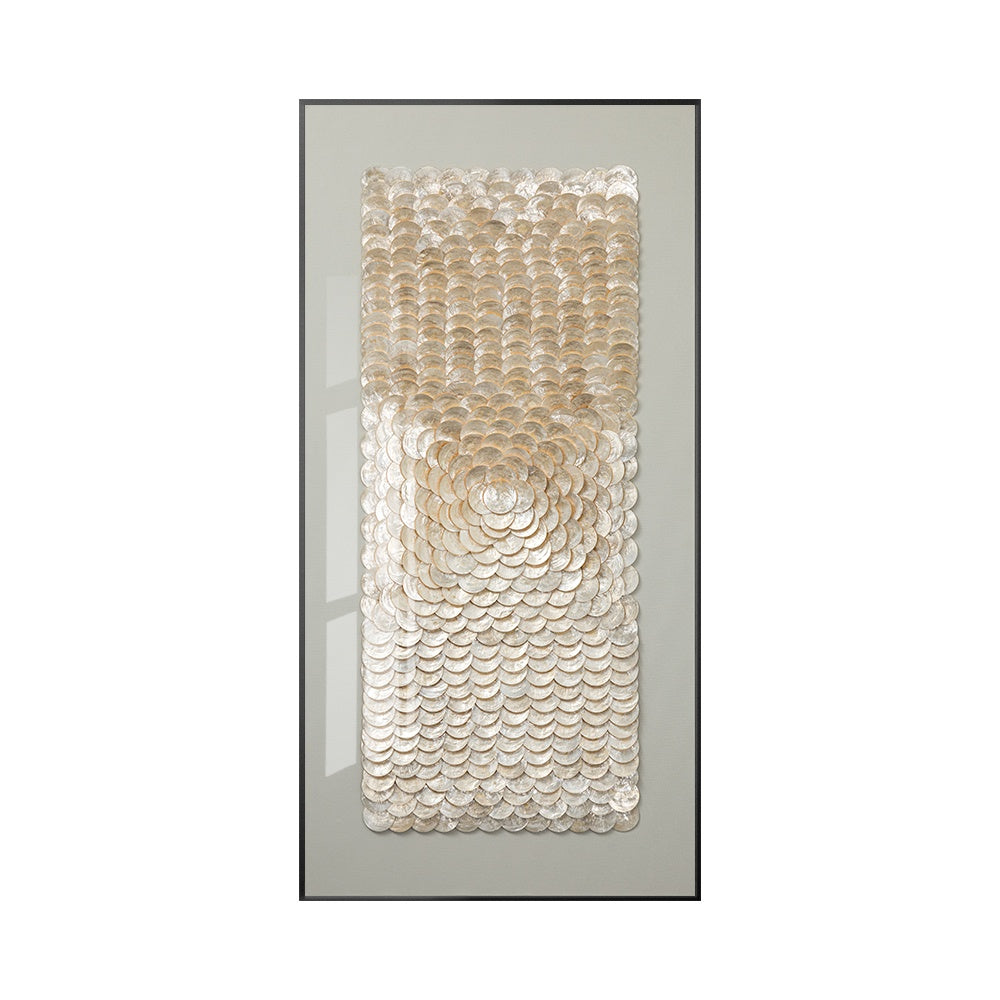 Muted green-gray capiz shell canvas, perfect for living rooms, dining rooms, or offices.