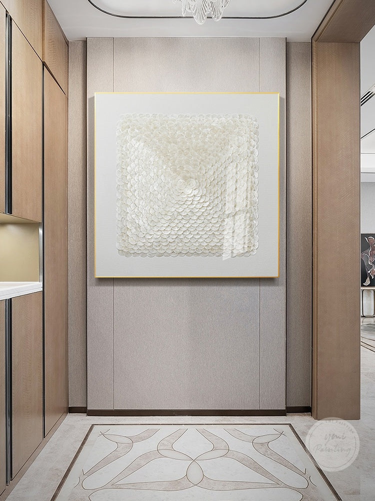 Capiz shell wall hanging featuring clean white tones and natural shell transparency.