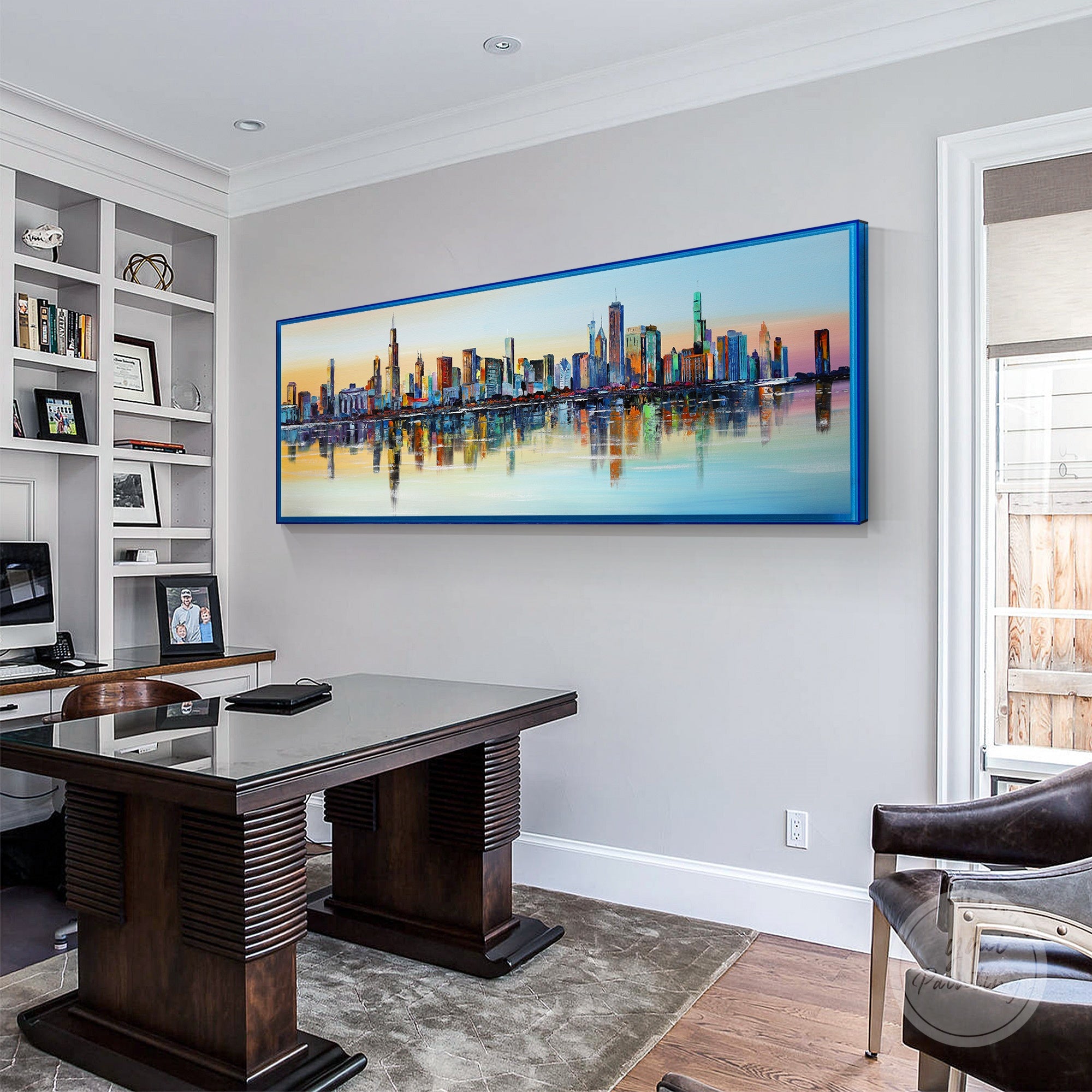 Original Chicago artwork with custom frame box, perfect for collectors and city art enthusiasts.