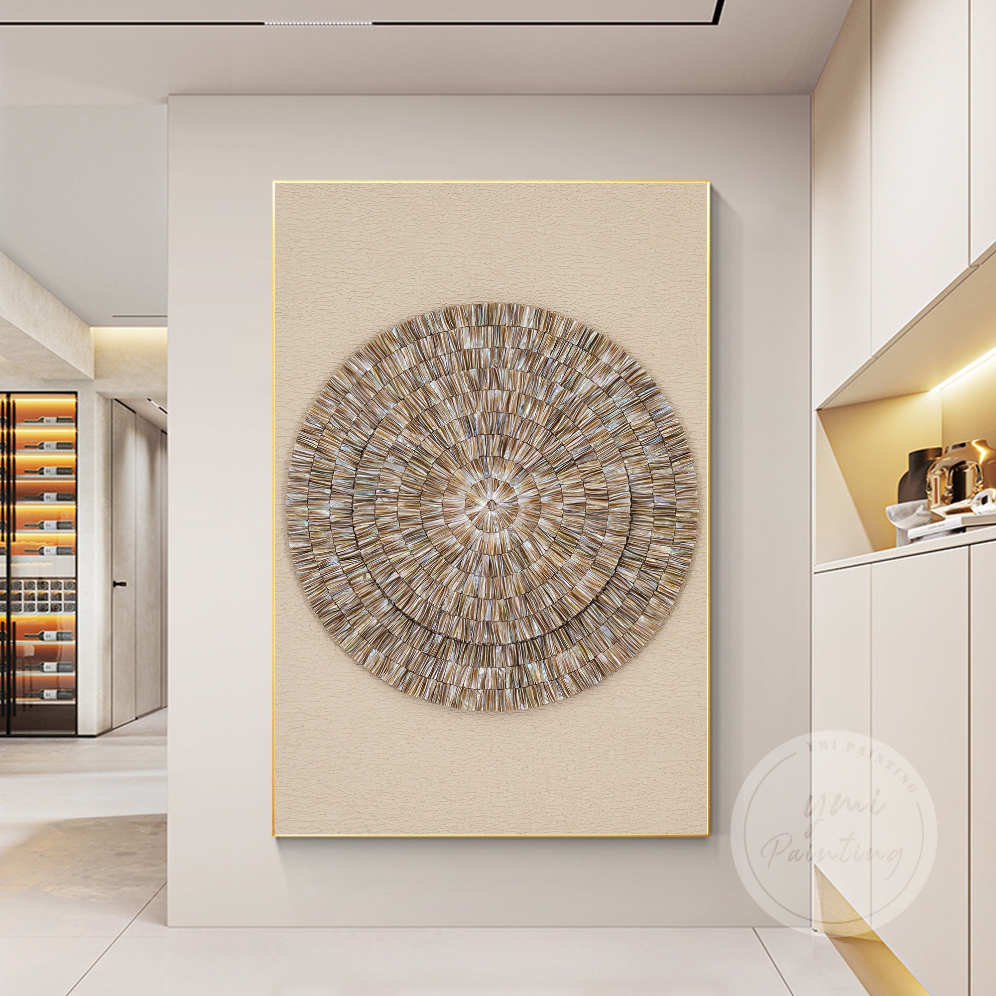 Beige sea shell wall art with elegant textures