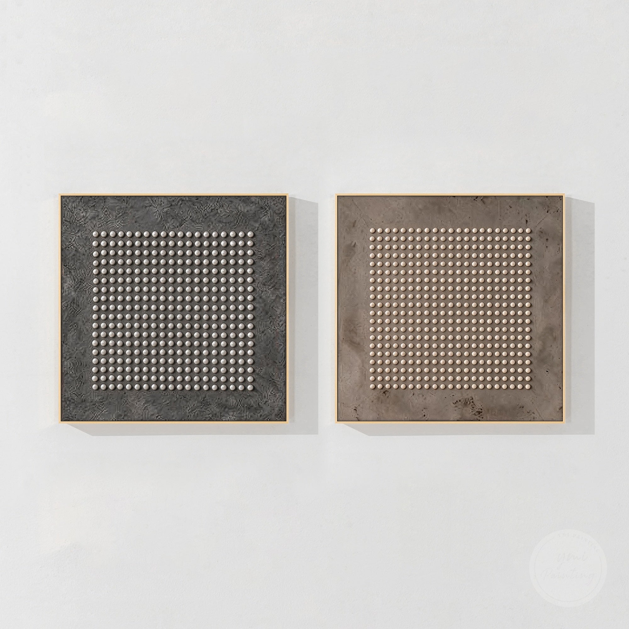 Neutral 3D textured abstract wall art set with geometric patterns
