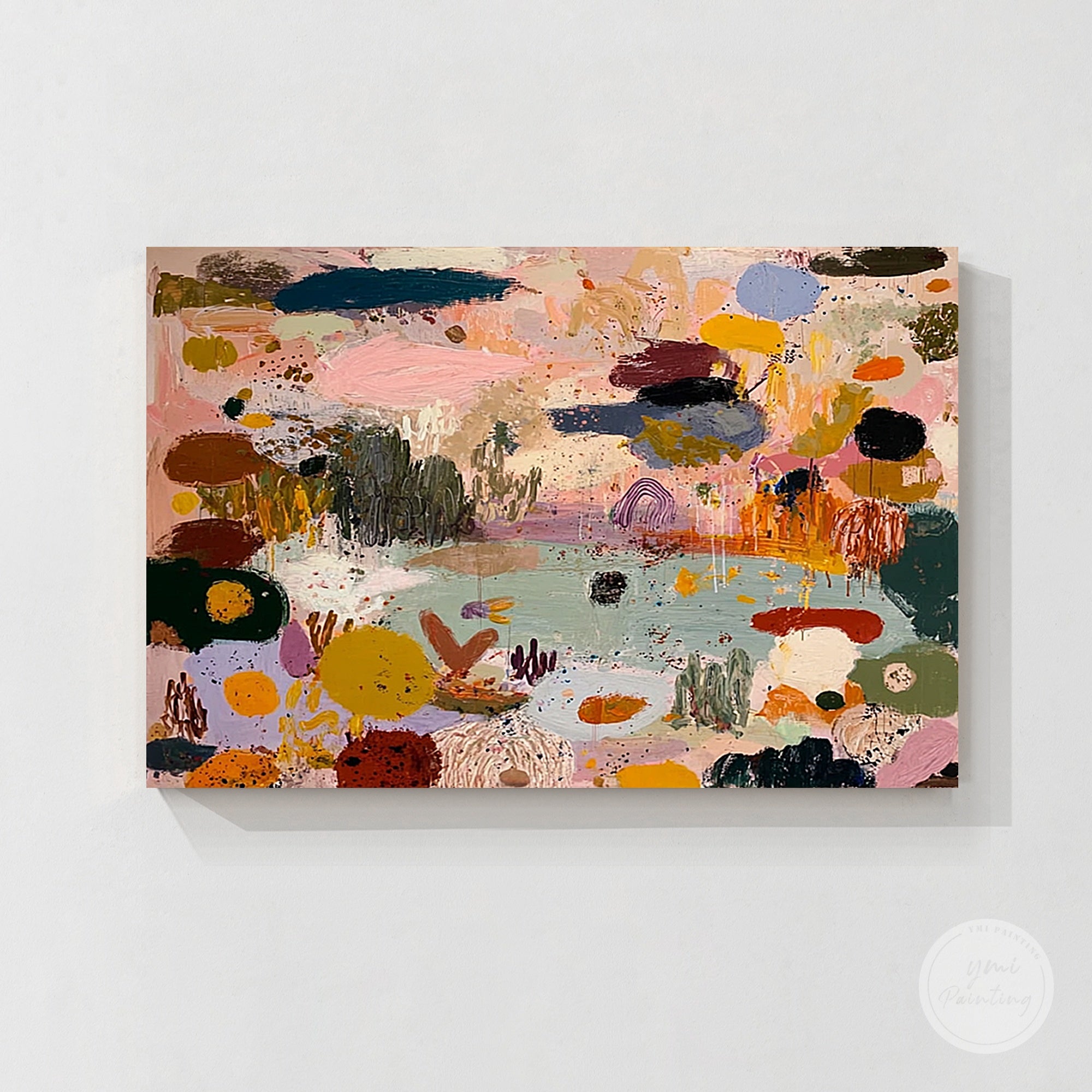 Bold modern abstract canvas art with layered color patterns