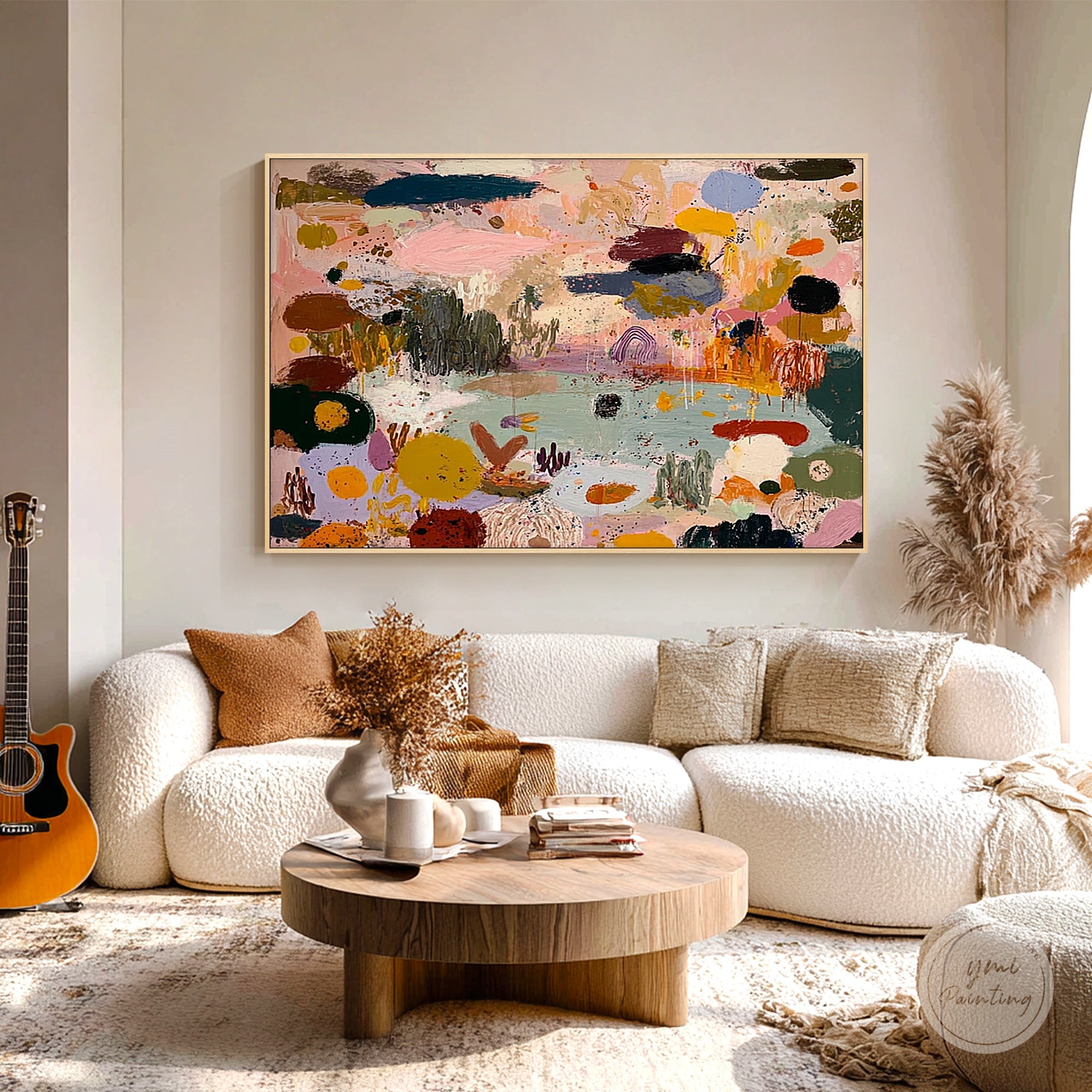 Modern colorful wall art with dynamic brushstroke design