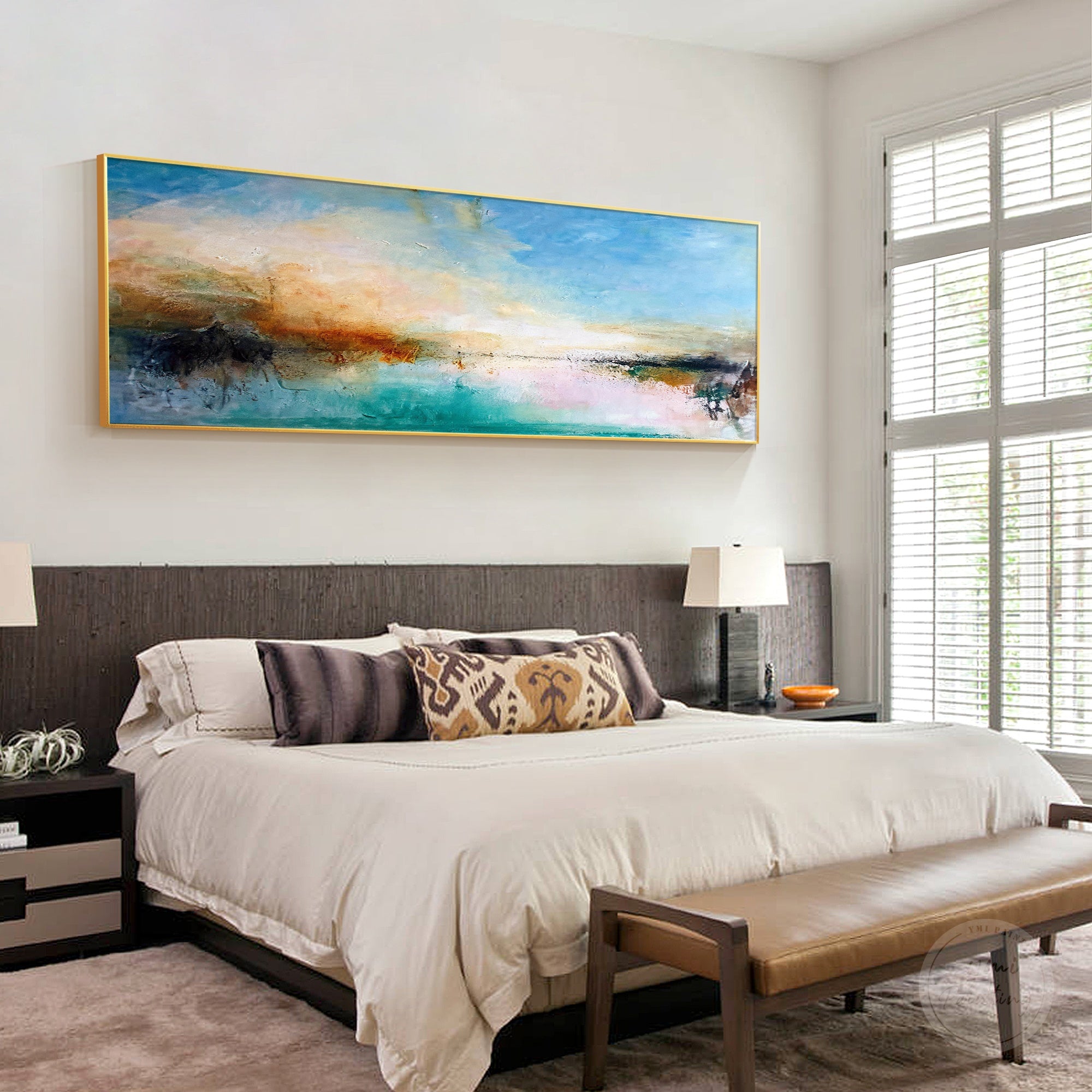 Contemporary textured artwork with blue grey tones