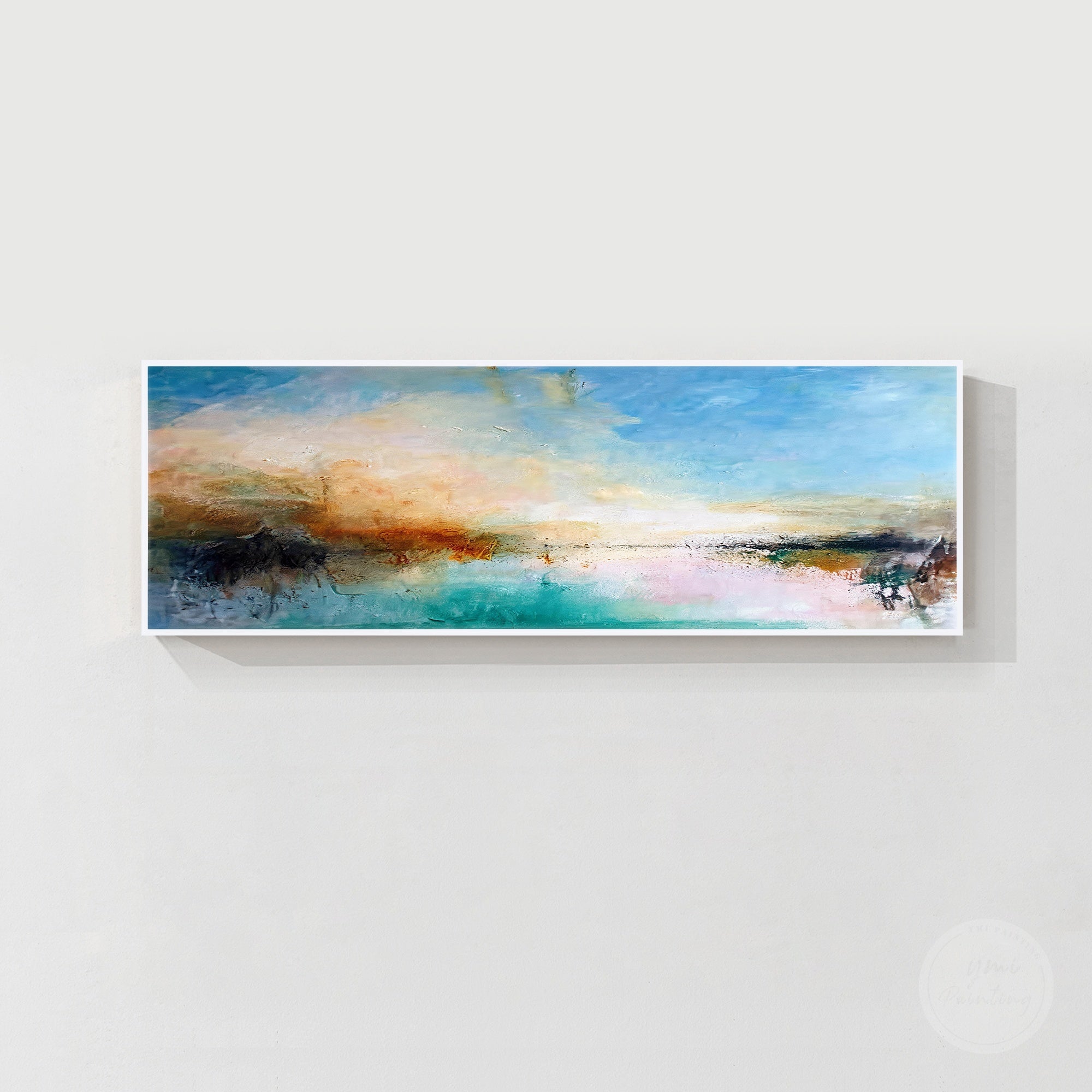 Blue teal orange abstract textured wall art canvas
