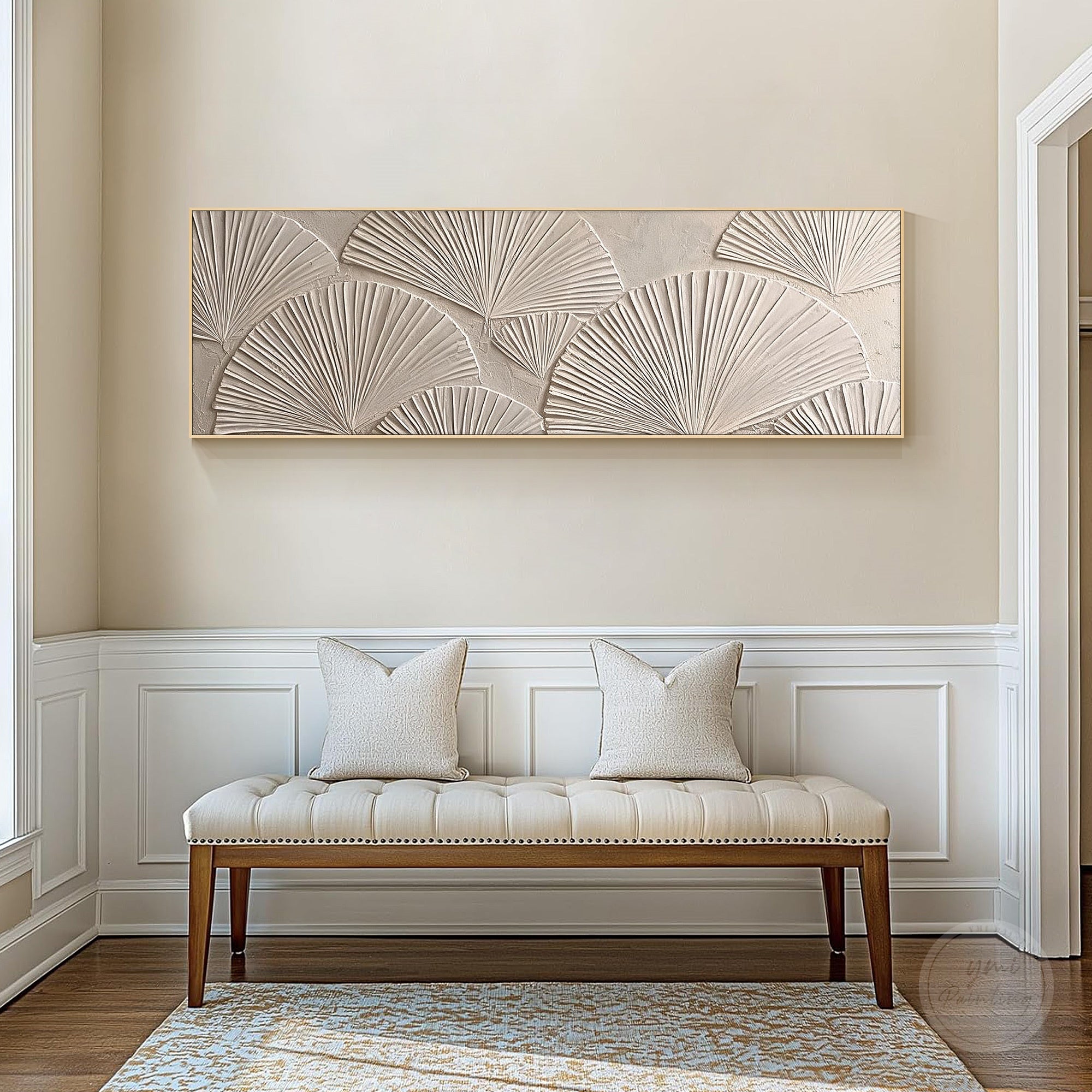 Organic fan pattern textured artwork for contemporary interiors