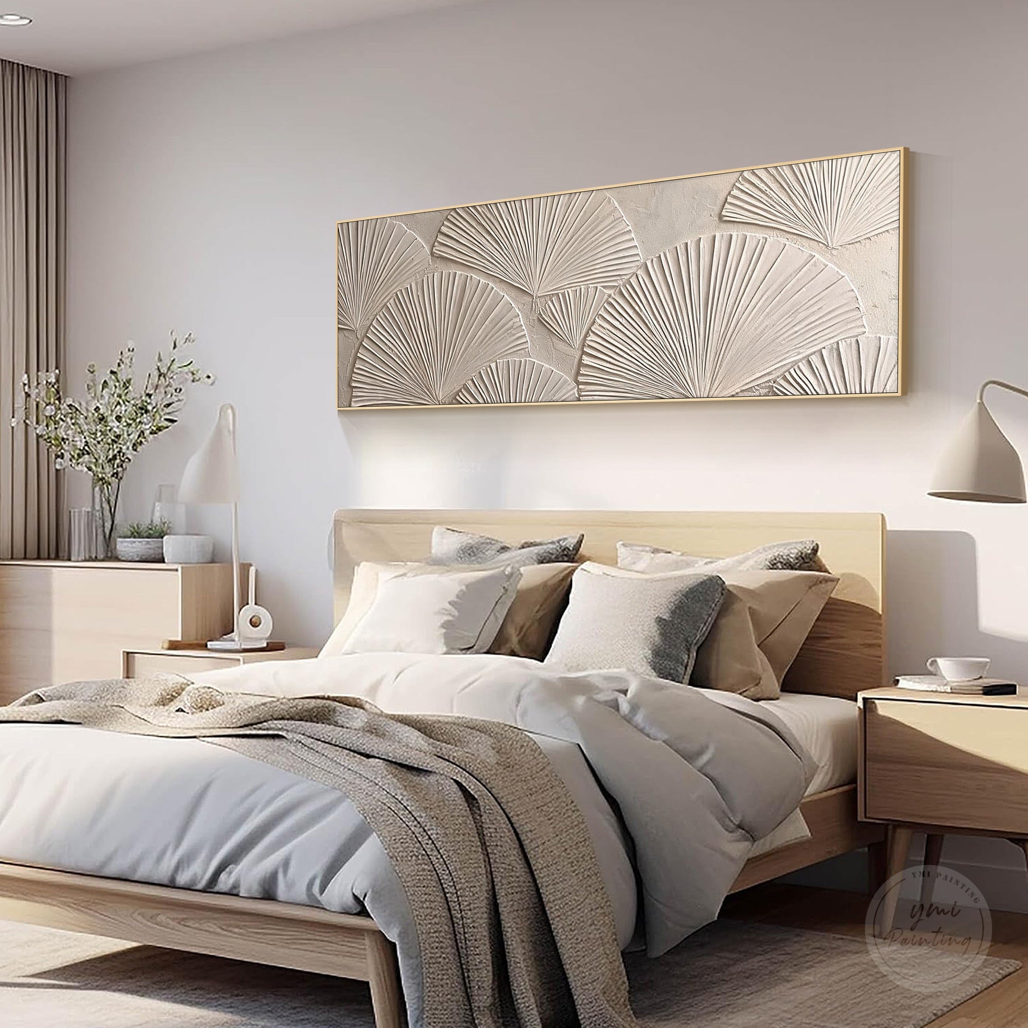 Modern 3D relief wall art in soft neutral tones