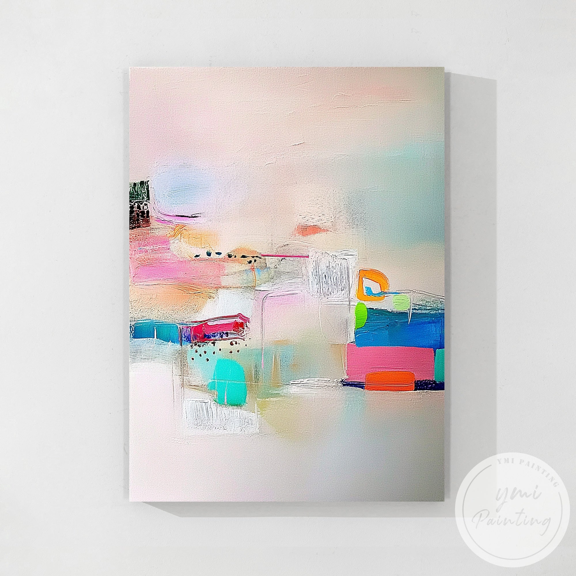 Modern colorful abstract wall decor with textured brushwork