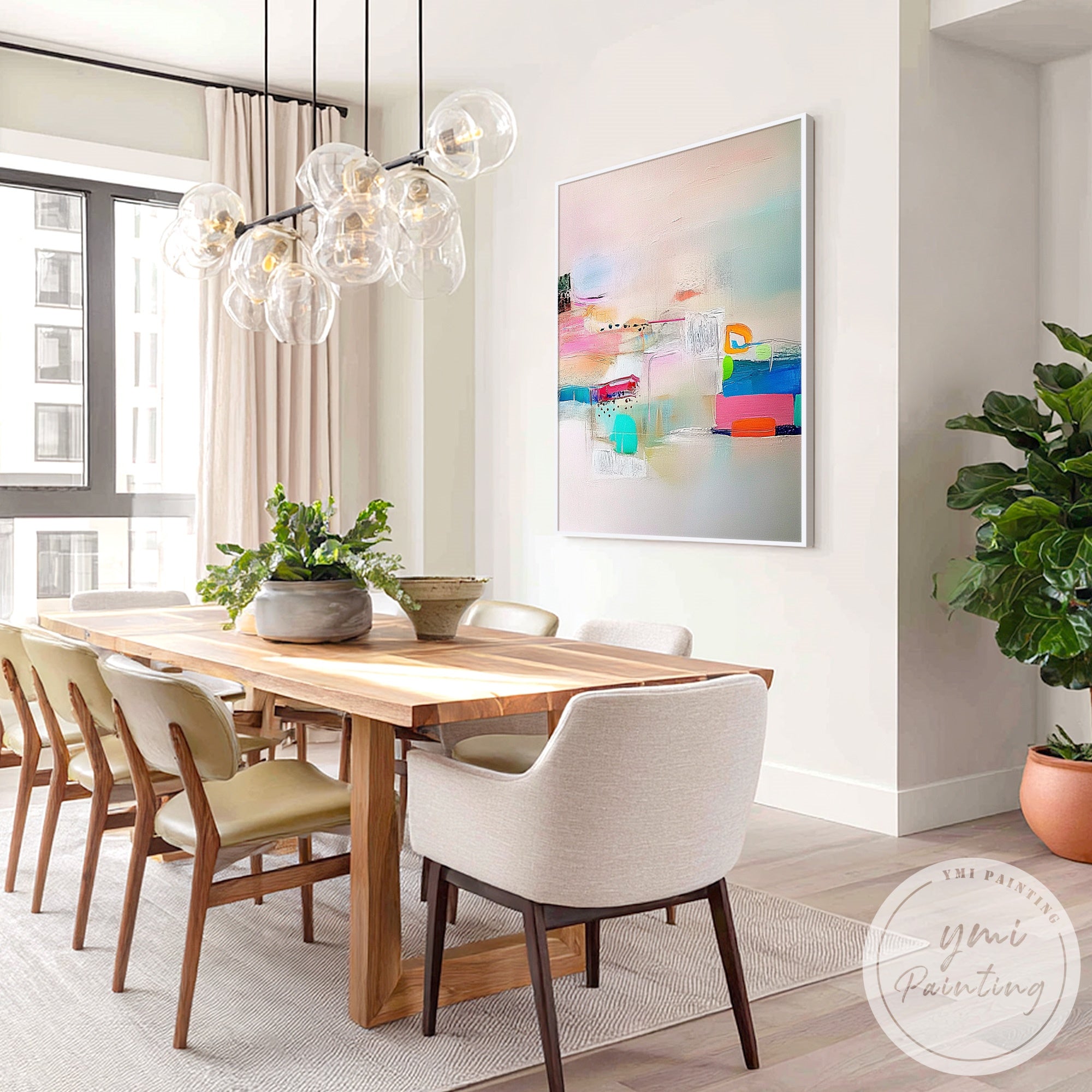 Minimalist abstract wall art with layered texture and soft colors