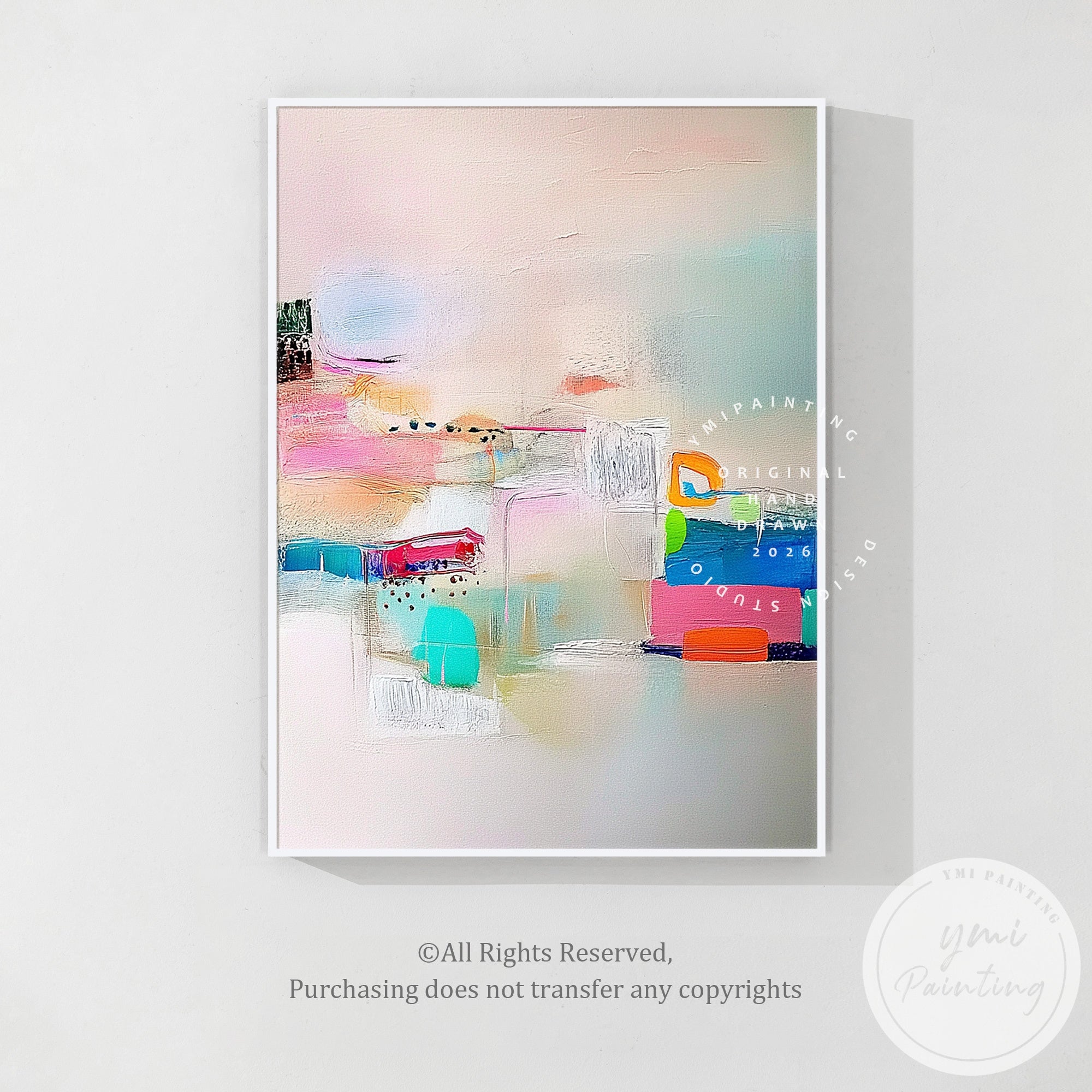 Contemporary pastel abstract artwork for modern interiors
