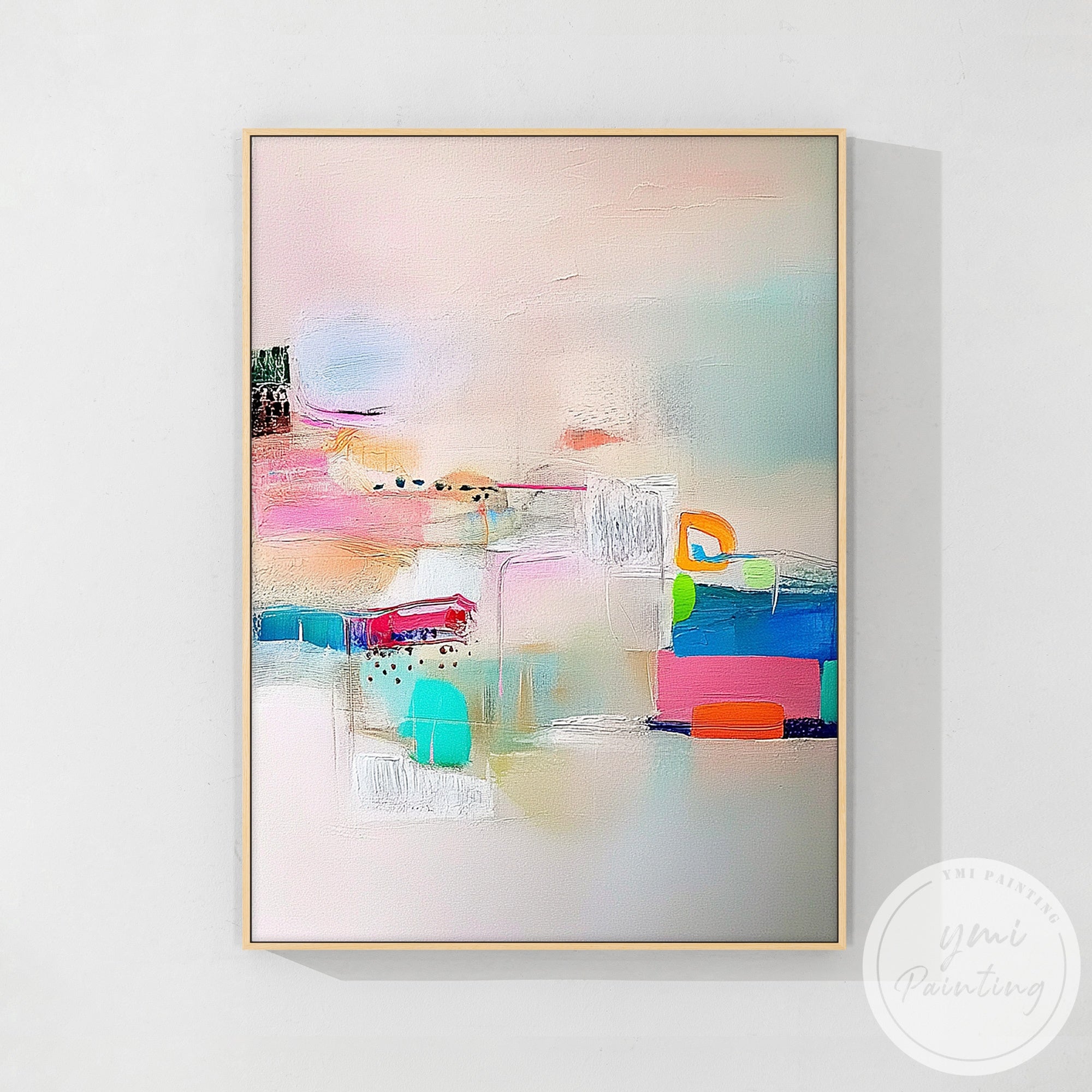 Modern colorful abstract wall decor with textured brushwork