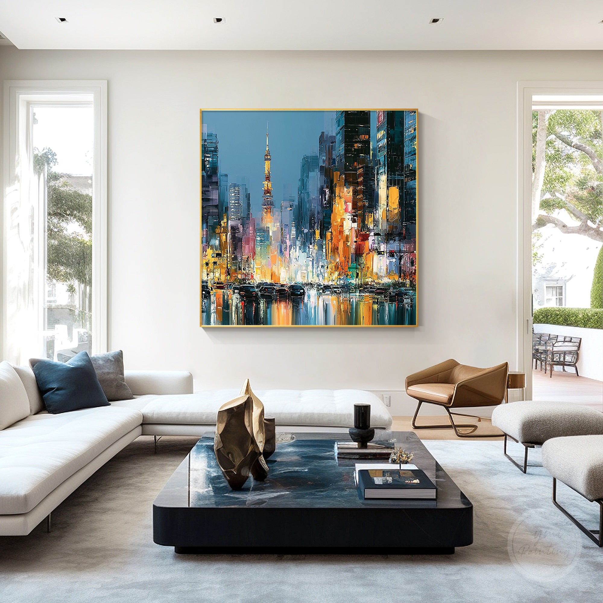 Contemporary Japanese cityscape wall decor painting
