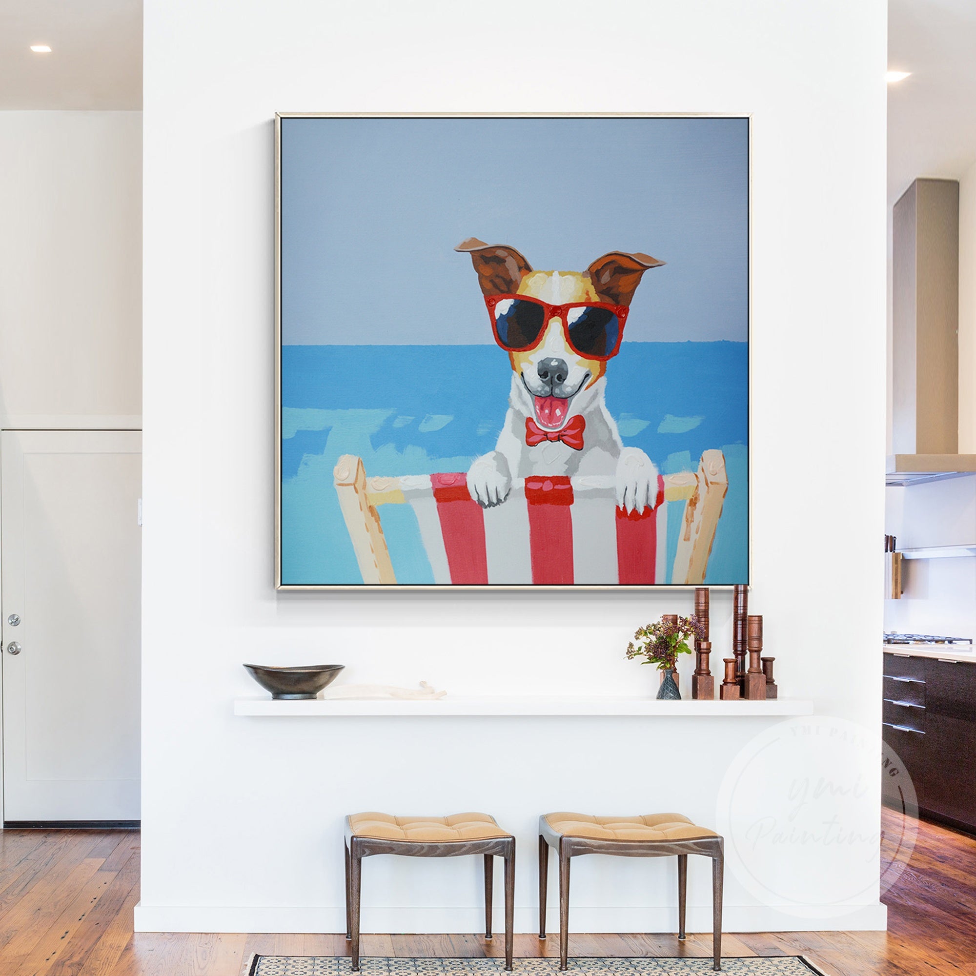 Cool Jack Russell Terrier dog painting with sunglasses