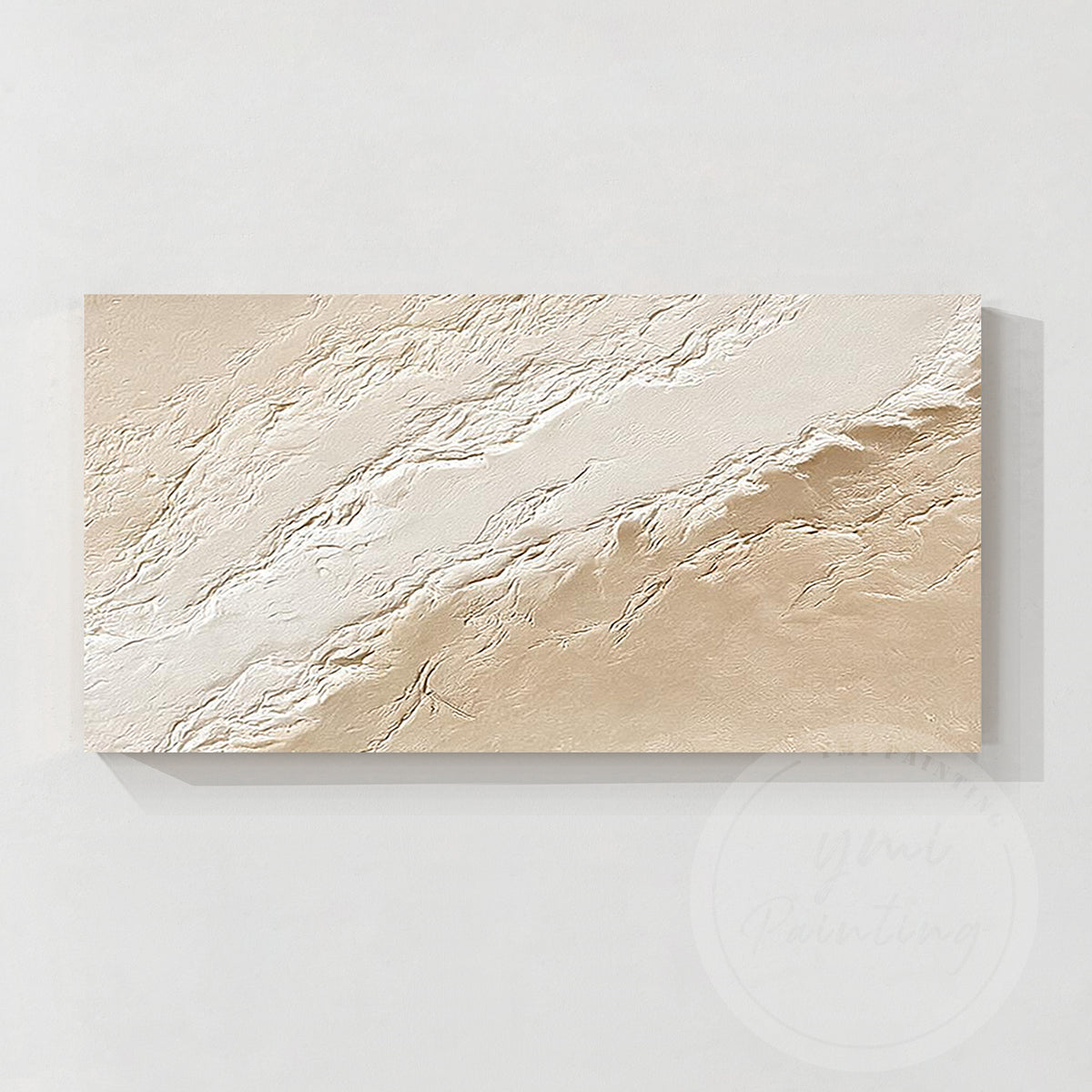 Neutral ivory abstract painting with flowing texture