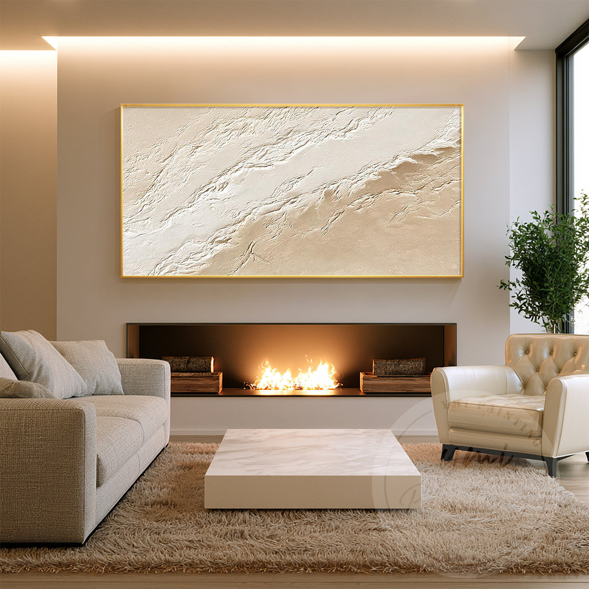 Neutral flowing abstract wall art design