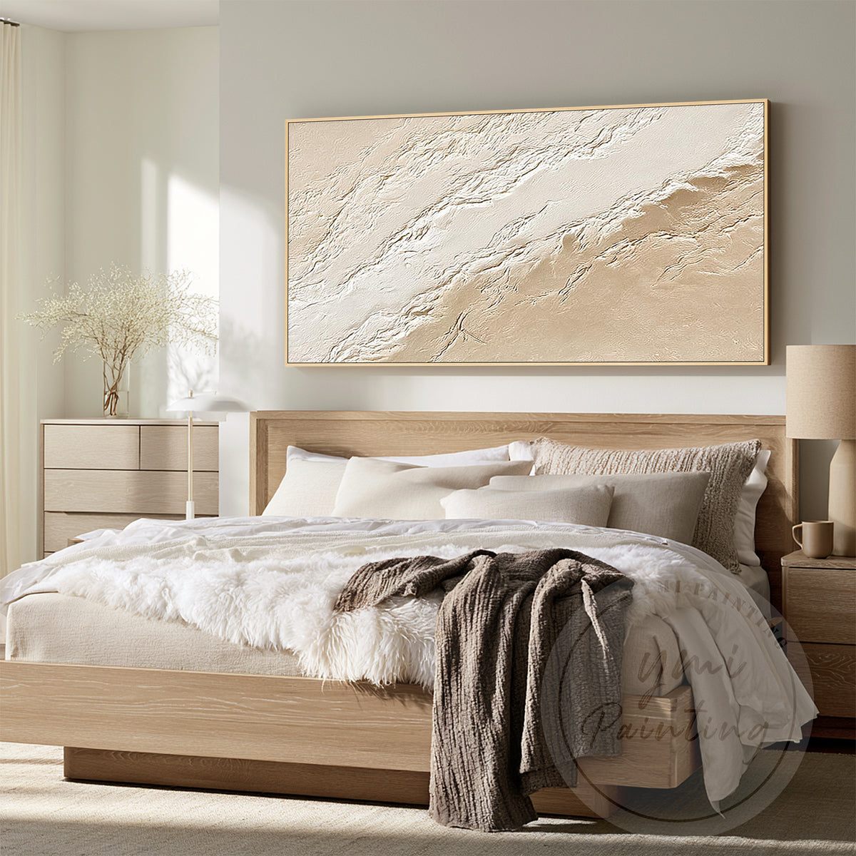 Ivory and taupe organic textured canvas