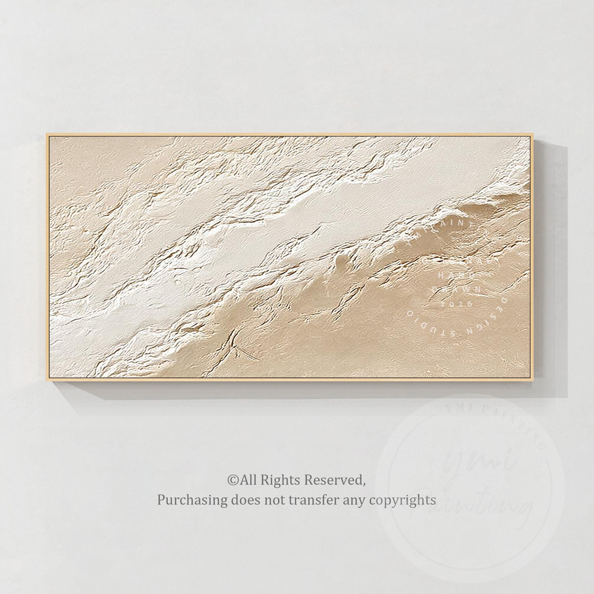 Cream beige organic textured abstract wall art